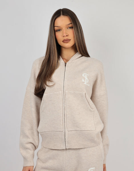 Romy Simmi Studios Chunky Knit Hoodie In Cream | SIMMI London