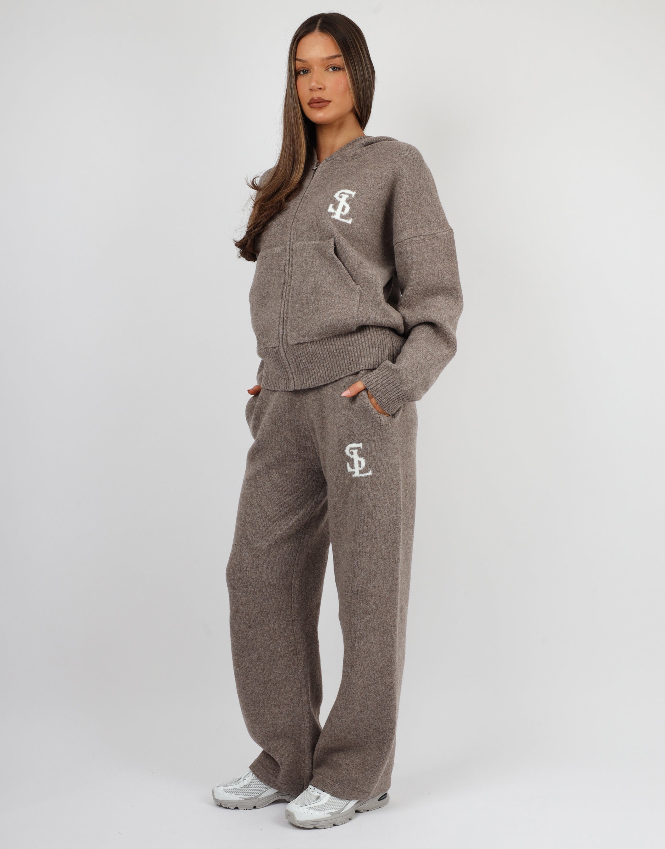 Romy Simmi Studios Chunky Knit Hoodie In Mocha | SIMMI London