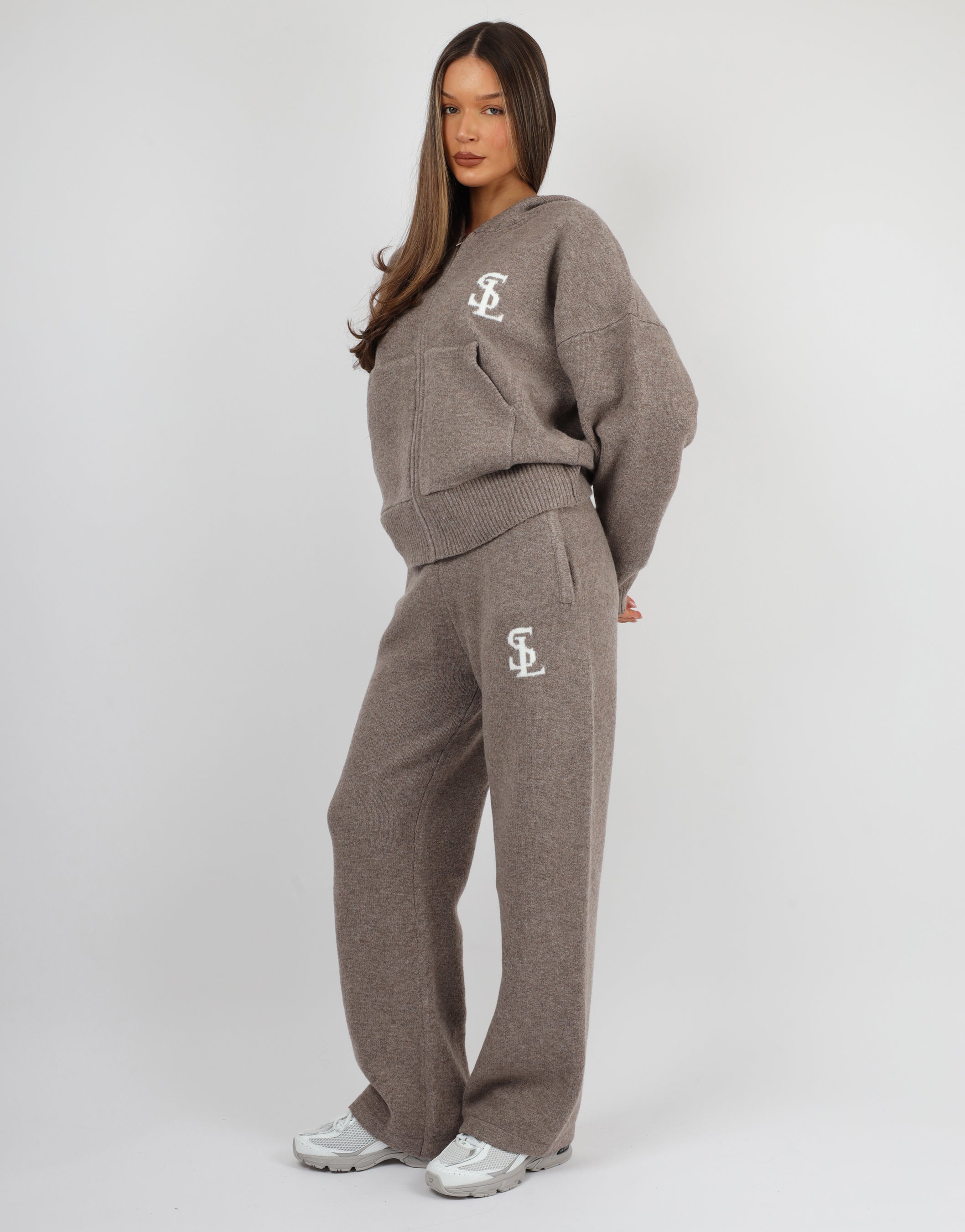 Romy Simmi Studios Chunky Knit Hoodie In Mocha | SIMMI London