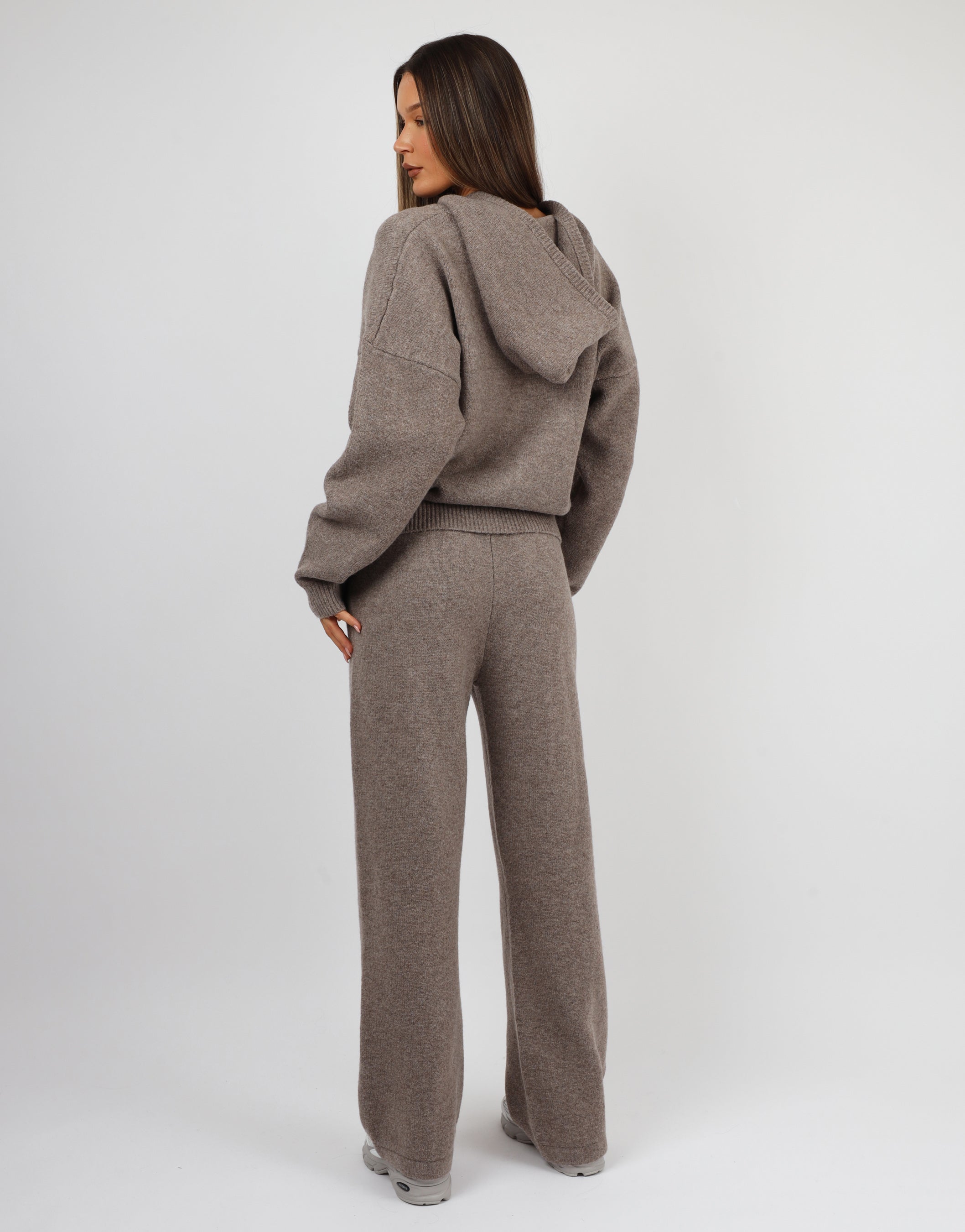 Romy Simmi Studios Chunky Knit Hoodie In Mocha | SIMMI London