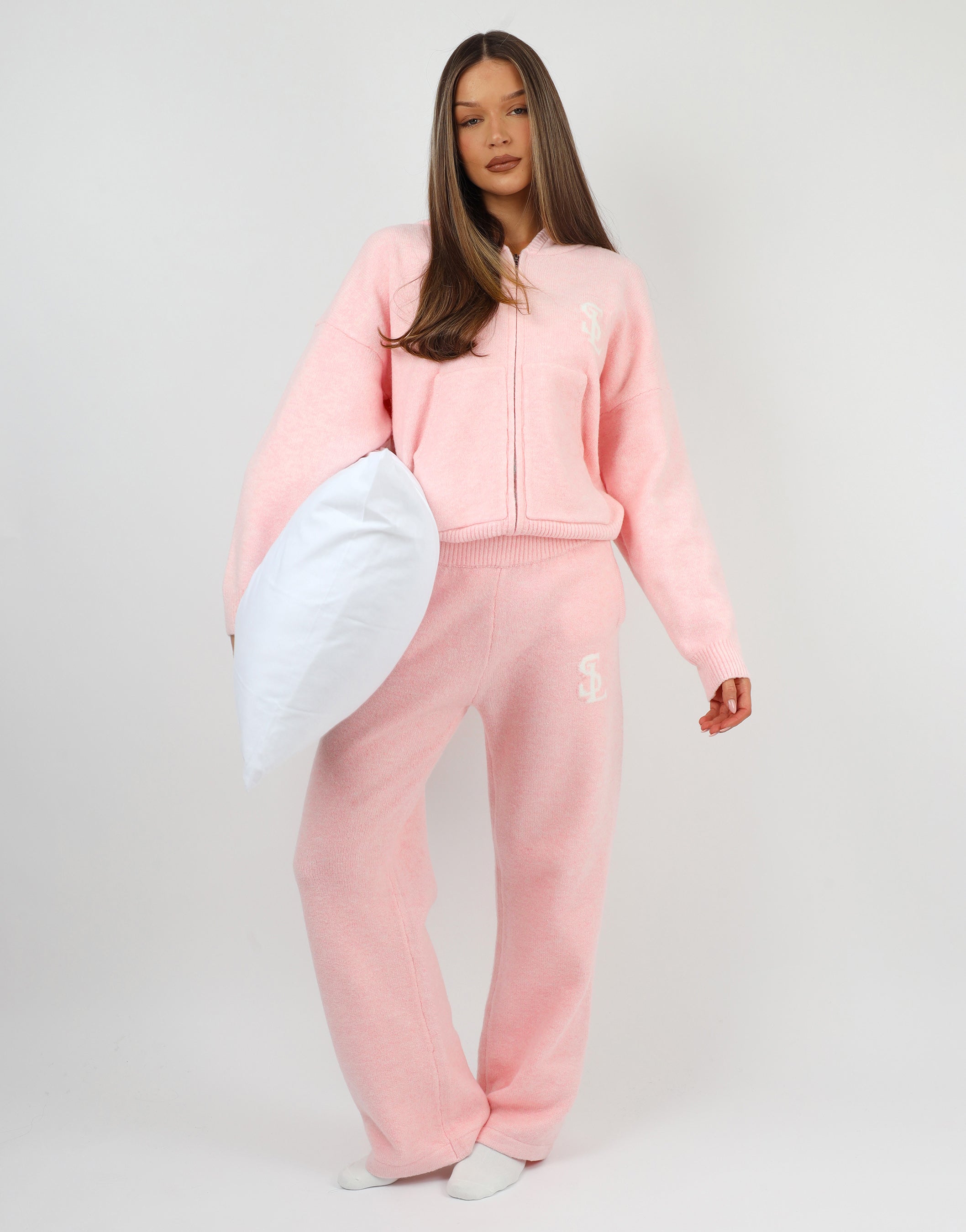 Romy Simmi Studios Chunky Knit Hoodie In Pink | SIMMI London