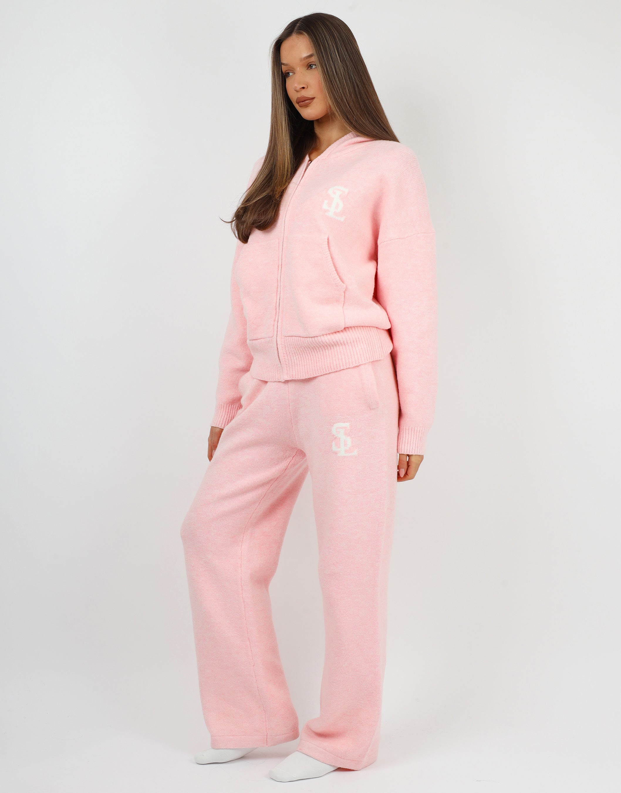 Romy Simmi Studios Chunky Knit Hoodie In Pink | SIMMI London