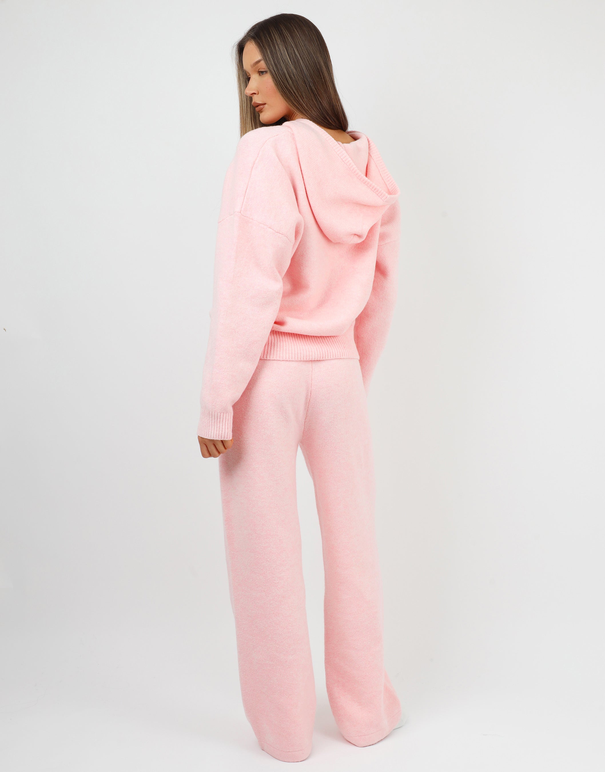 Romy Simmi Studios Chunky Knit Hoodie In Pink | SIMMI London
