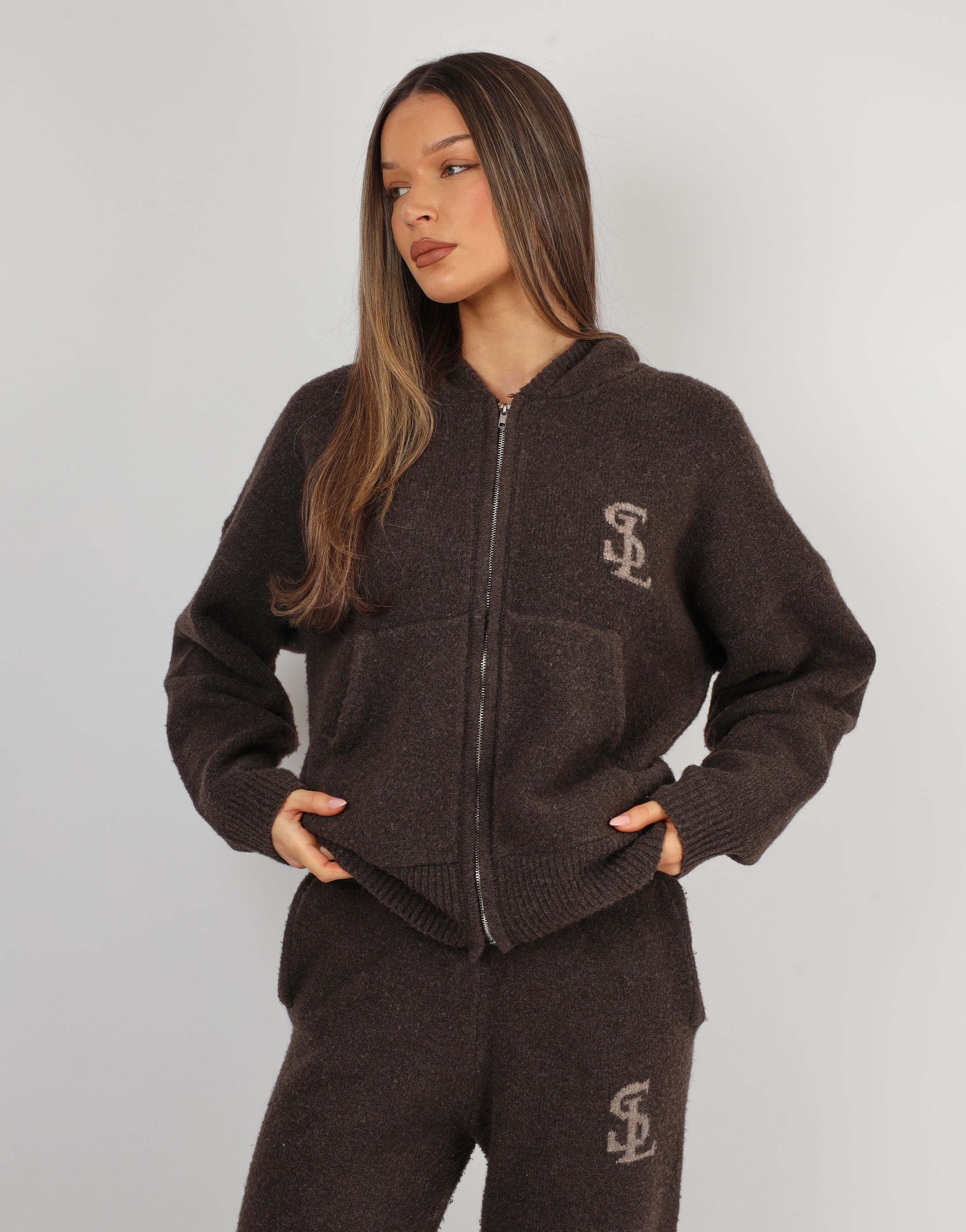 Romy Simmi studios chunky knit hoodie in teddy | SIMMI London