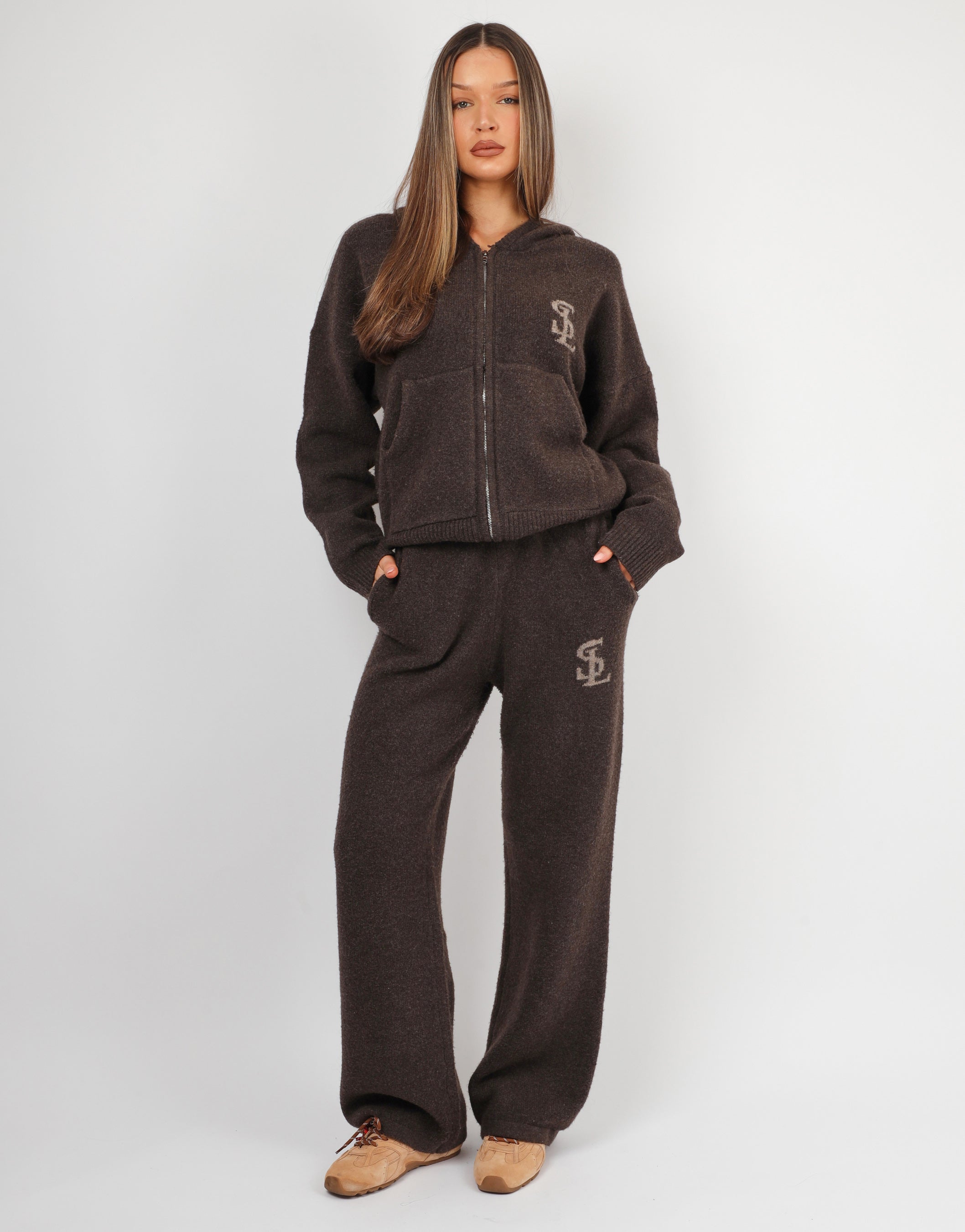 Romy Simmi studios chunky knit hoodie in teddy | SIMMI London