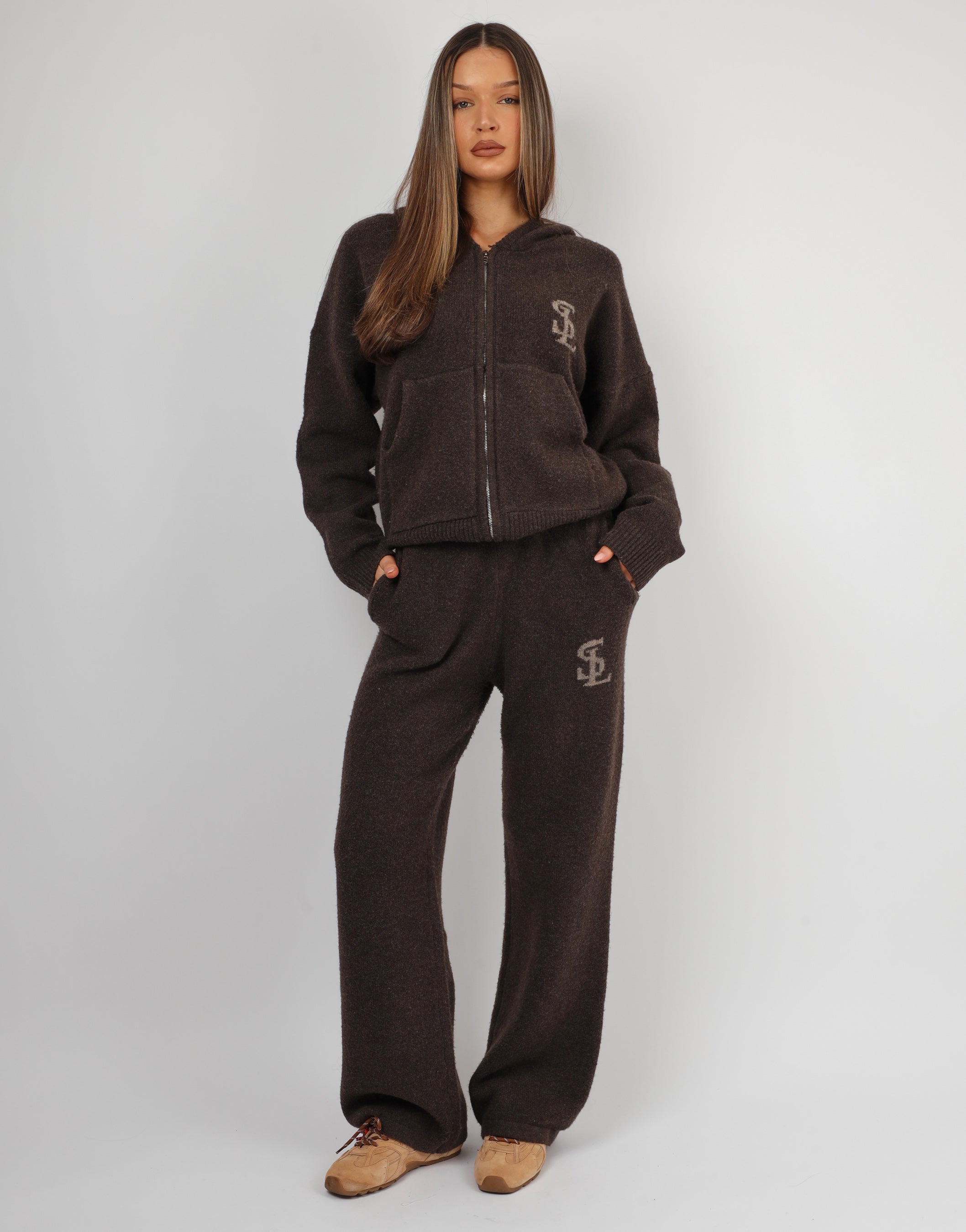 Romy Simmi studios chunky knit hoodie in teddy | SIMMI London