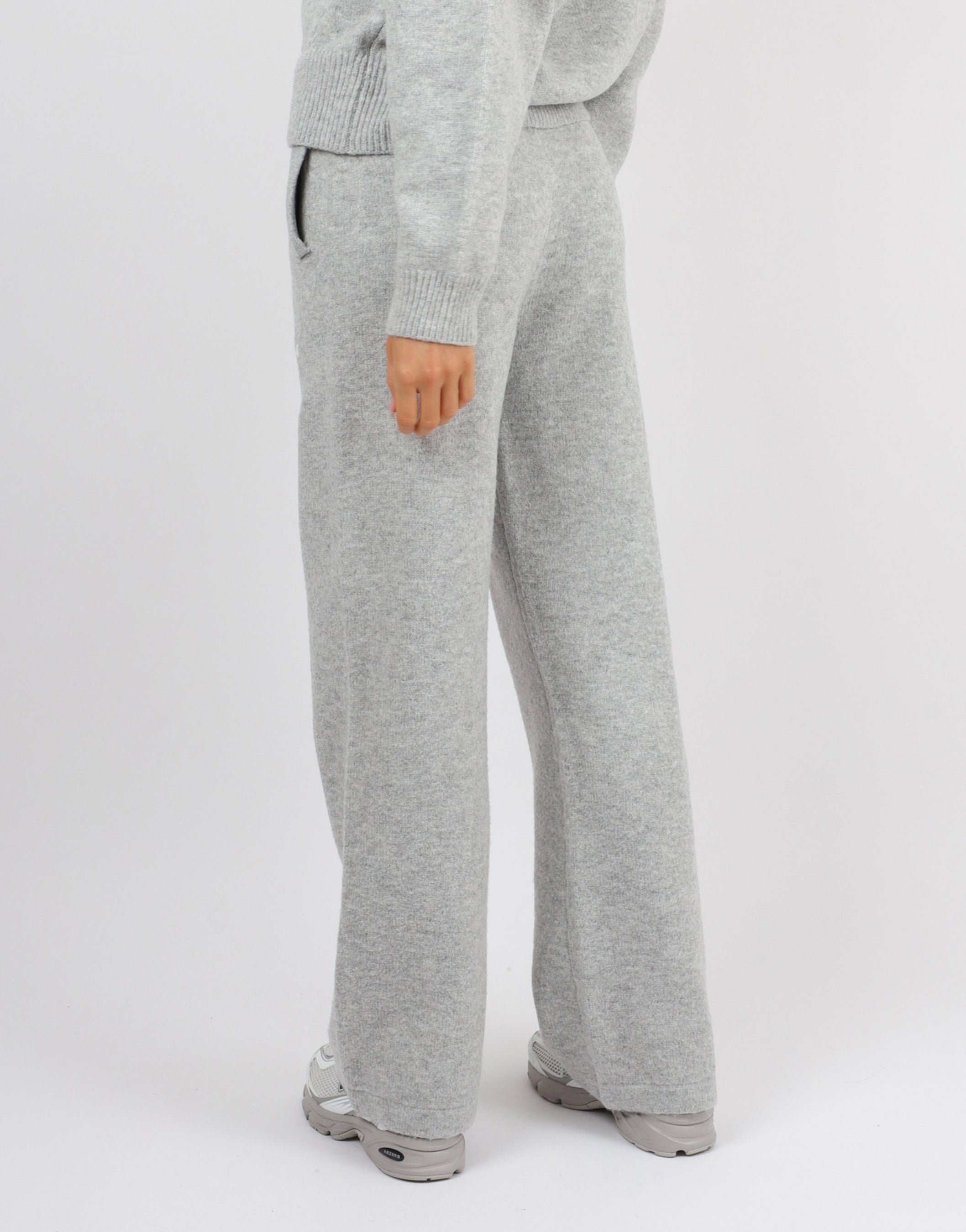 Romy Simmi Studios Chunky Knit Trousers In Light Grey | SIMMI London