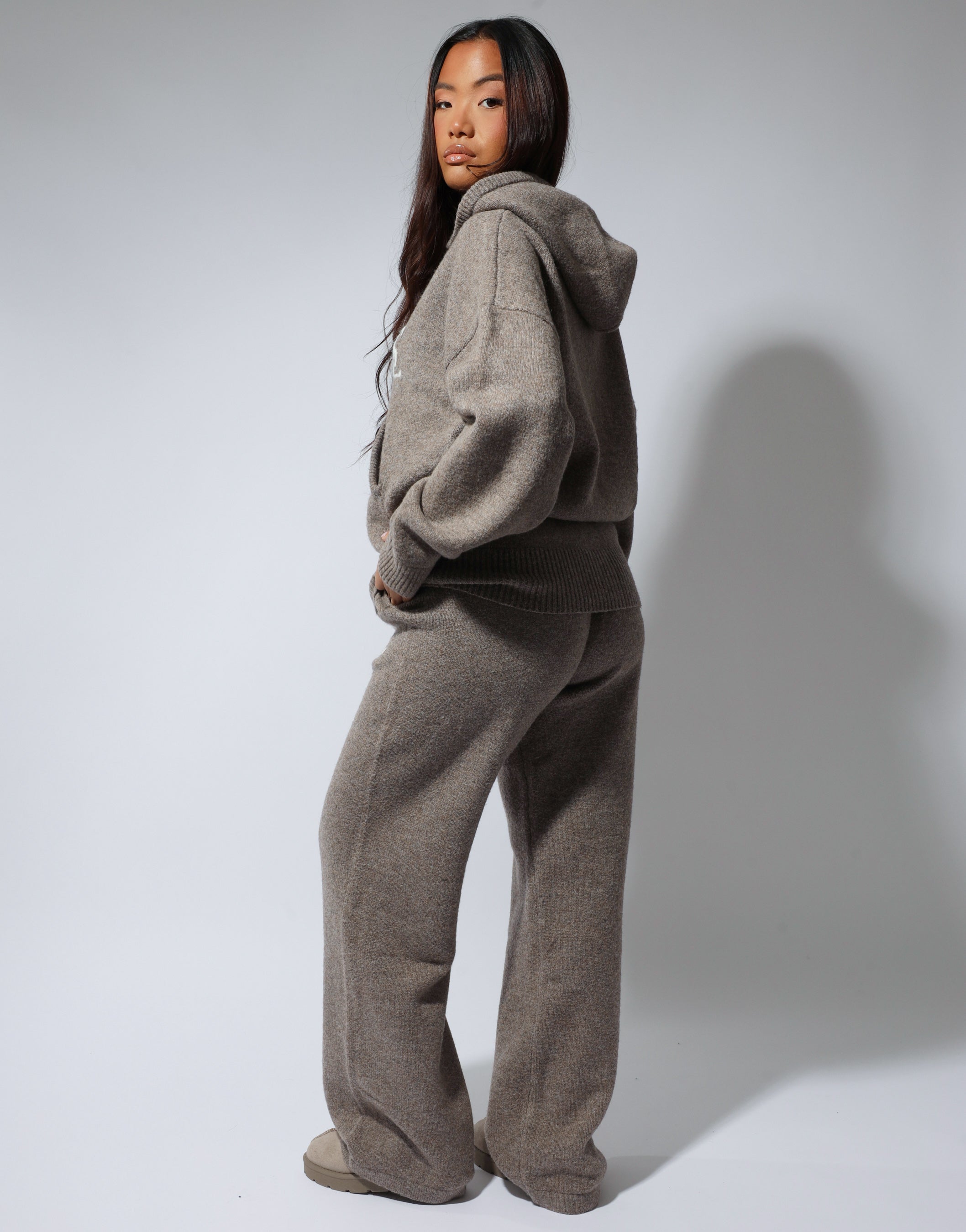 Romy Chunky Knit trousers in mocha | SIMMI London