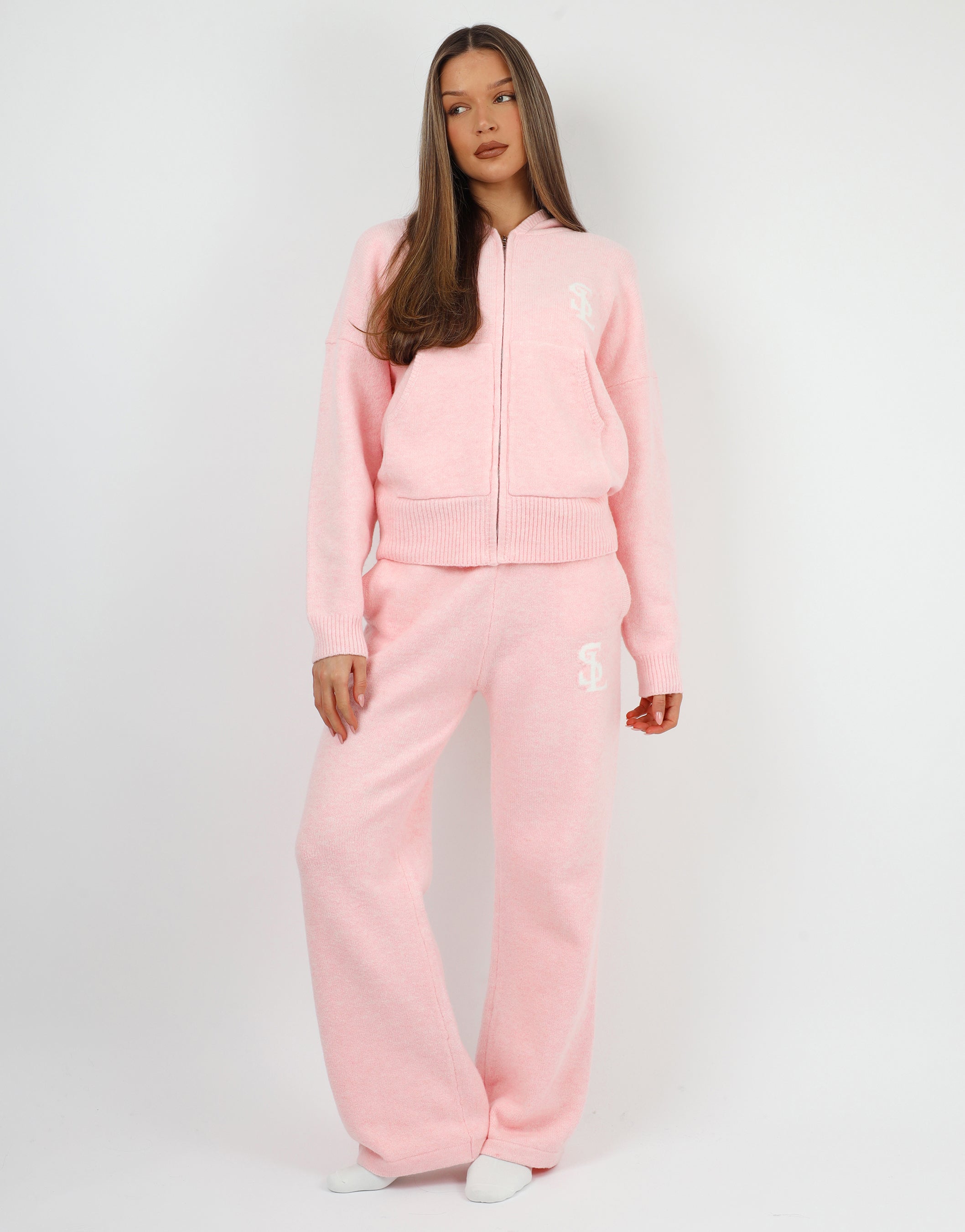 Romy Simmi Studios Chunky Knit Trousers In Pink | SIMMI London