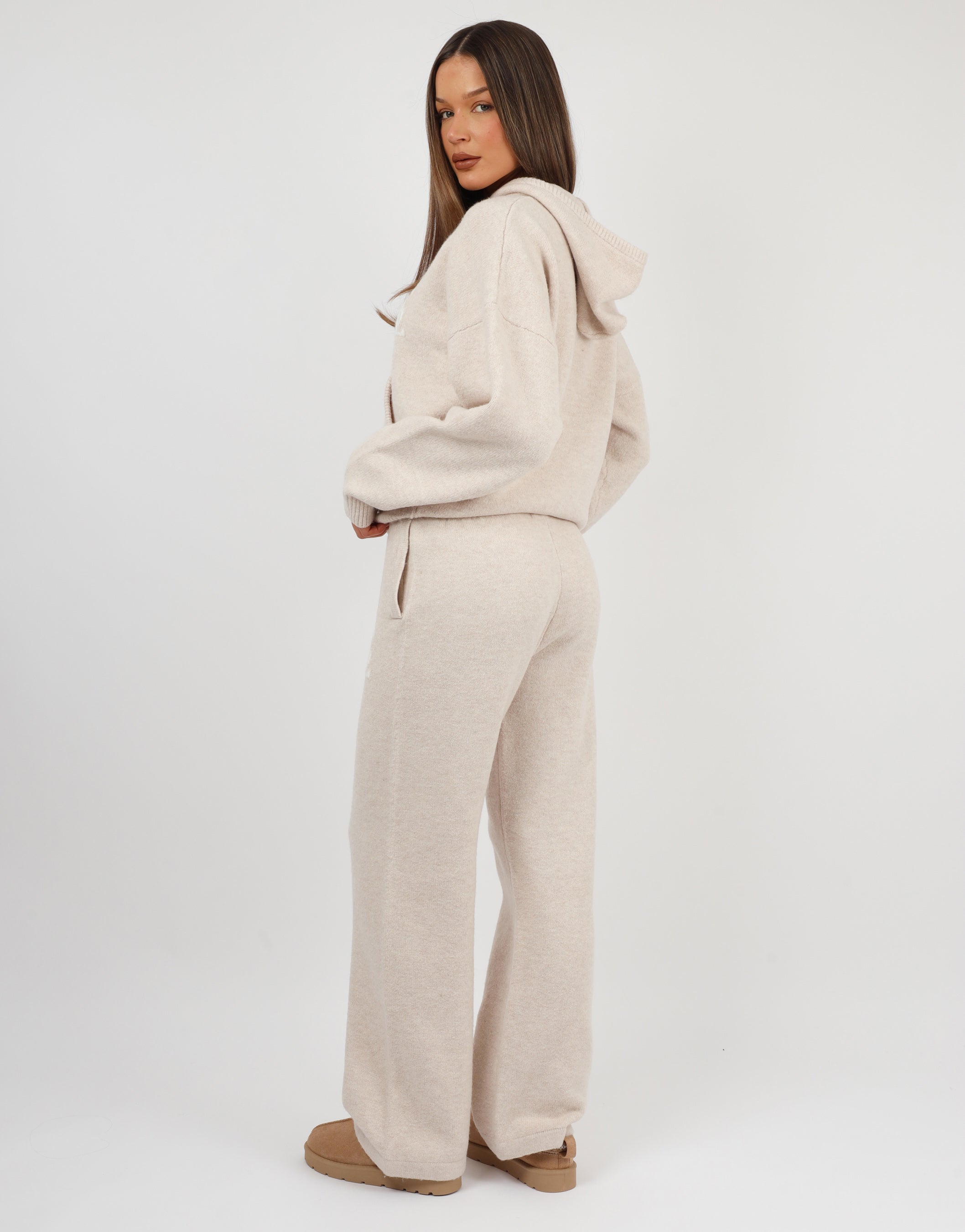 Mari knitted hoodie in cream | SIMMI London