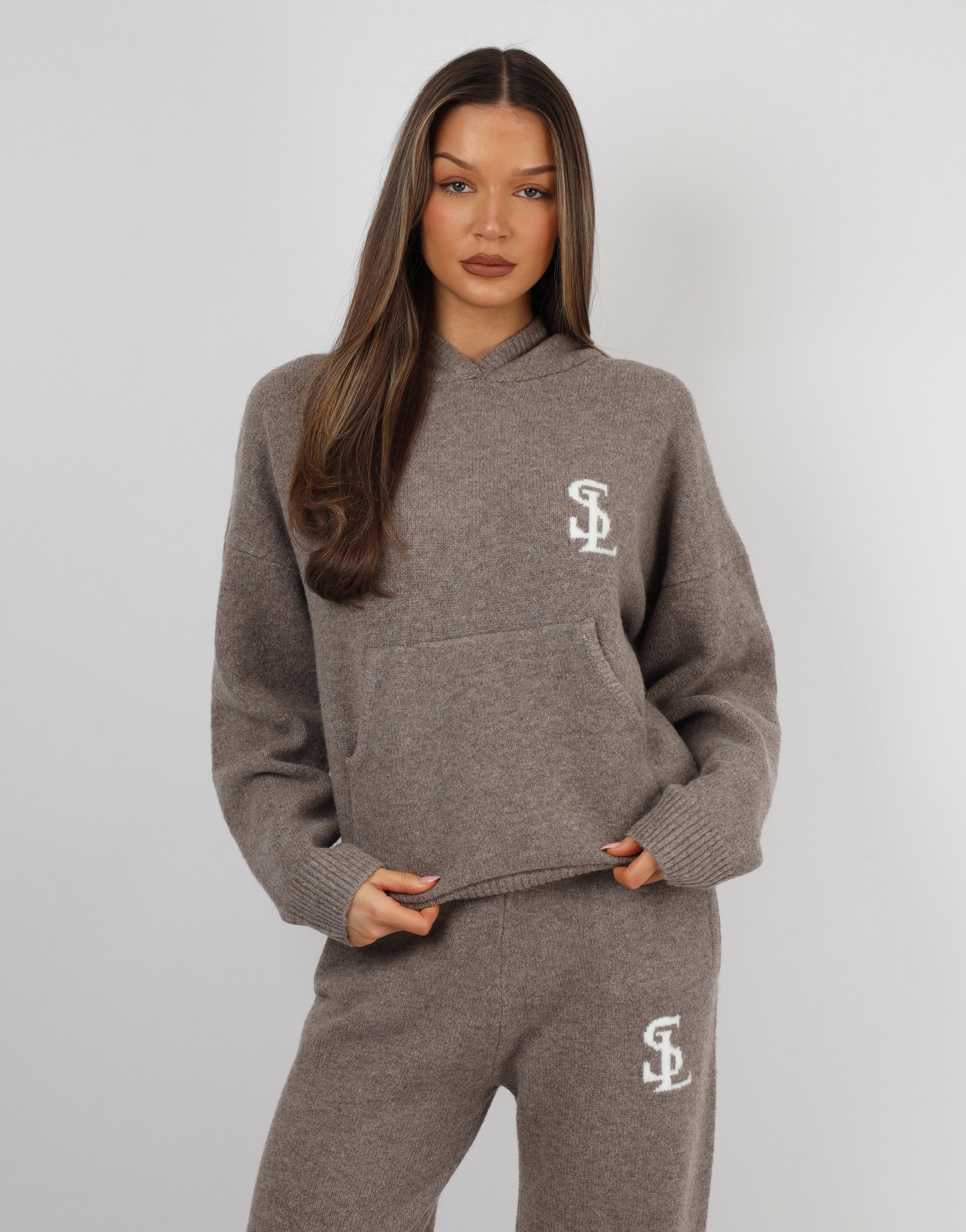 Mari knitted hoodie in Mocha | SIMMI London