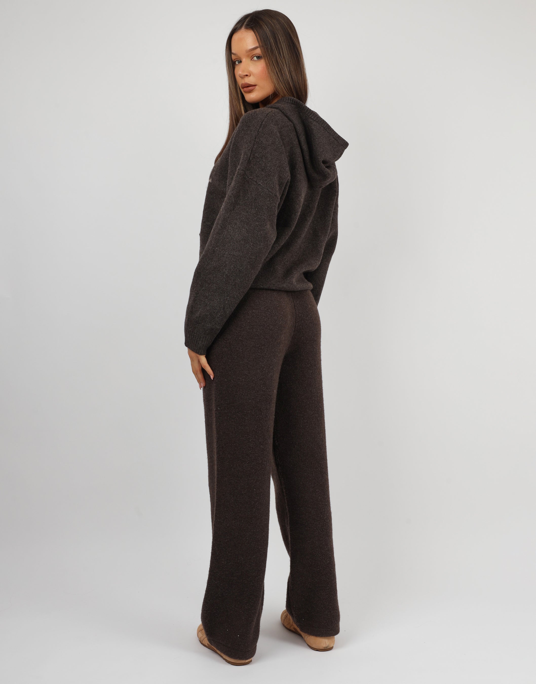 Mari knitted hoodie in Teddy | SIMMI London