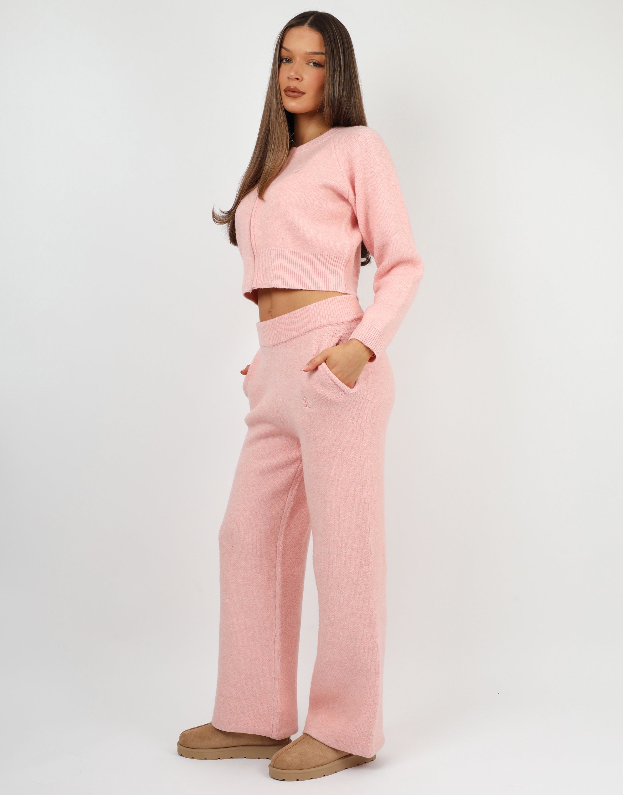 Ayla bomber knit jacket in pink | SIMMI London