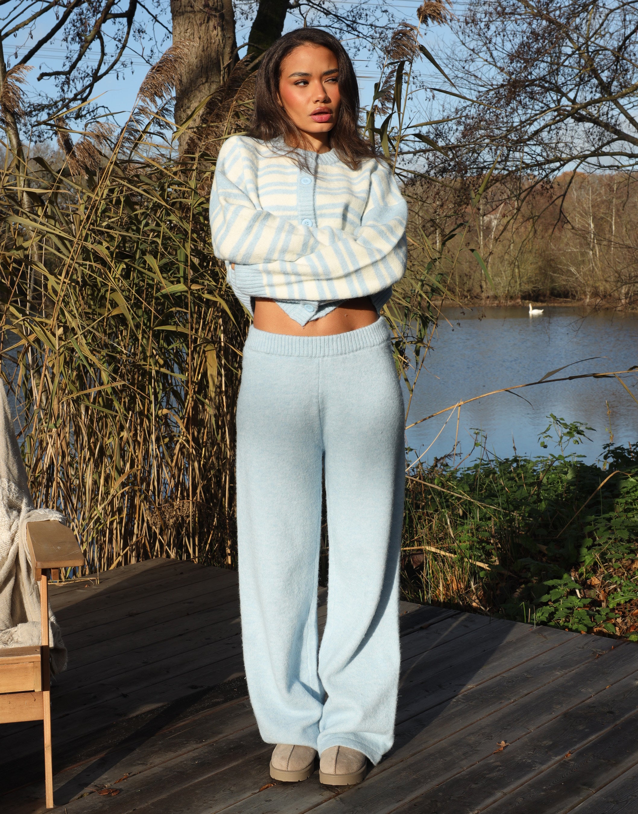 Luci Simmi Studios Knitted Trousers In Blue | SIMMI London