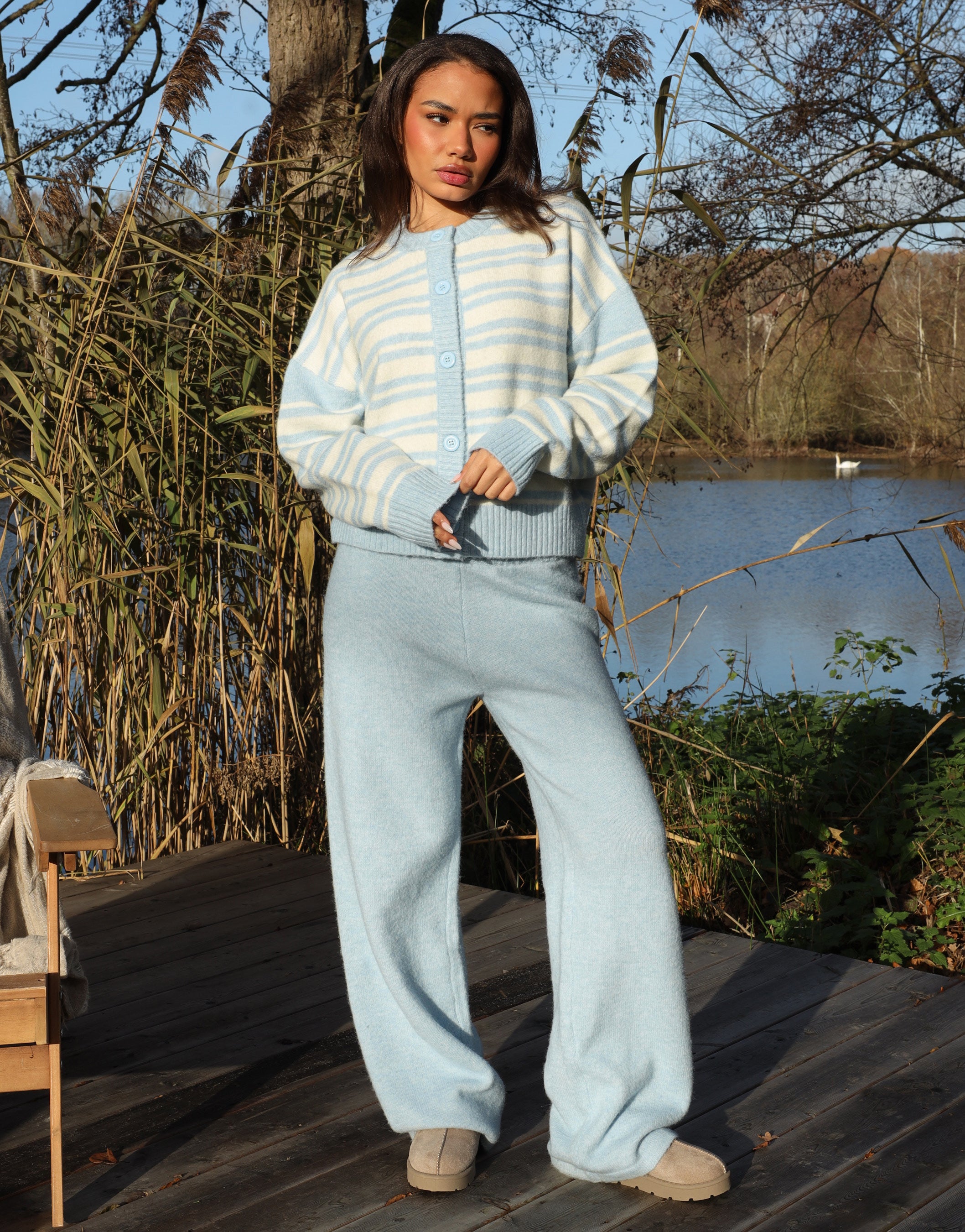 Luci Simmi Studios Knitted Trousers In Blue | SIMMI London