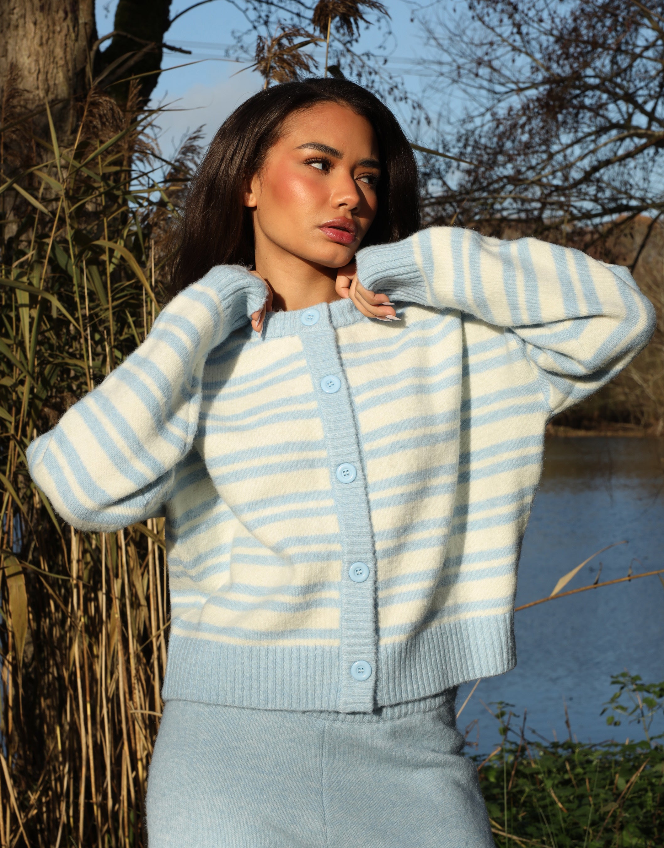 Bonnie Simmi Studio Stripe Cardigan in Blue | SIMMI London