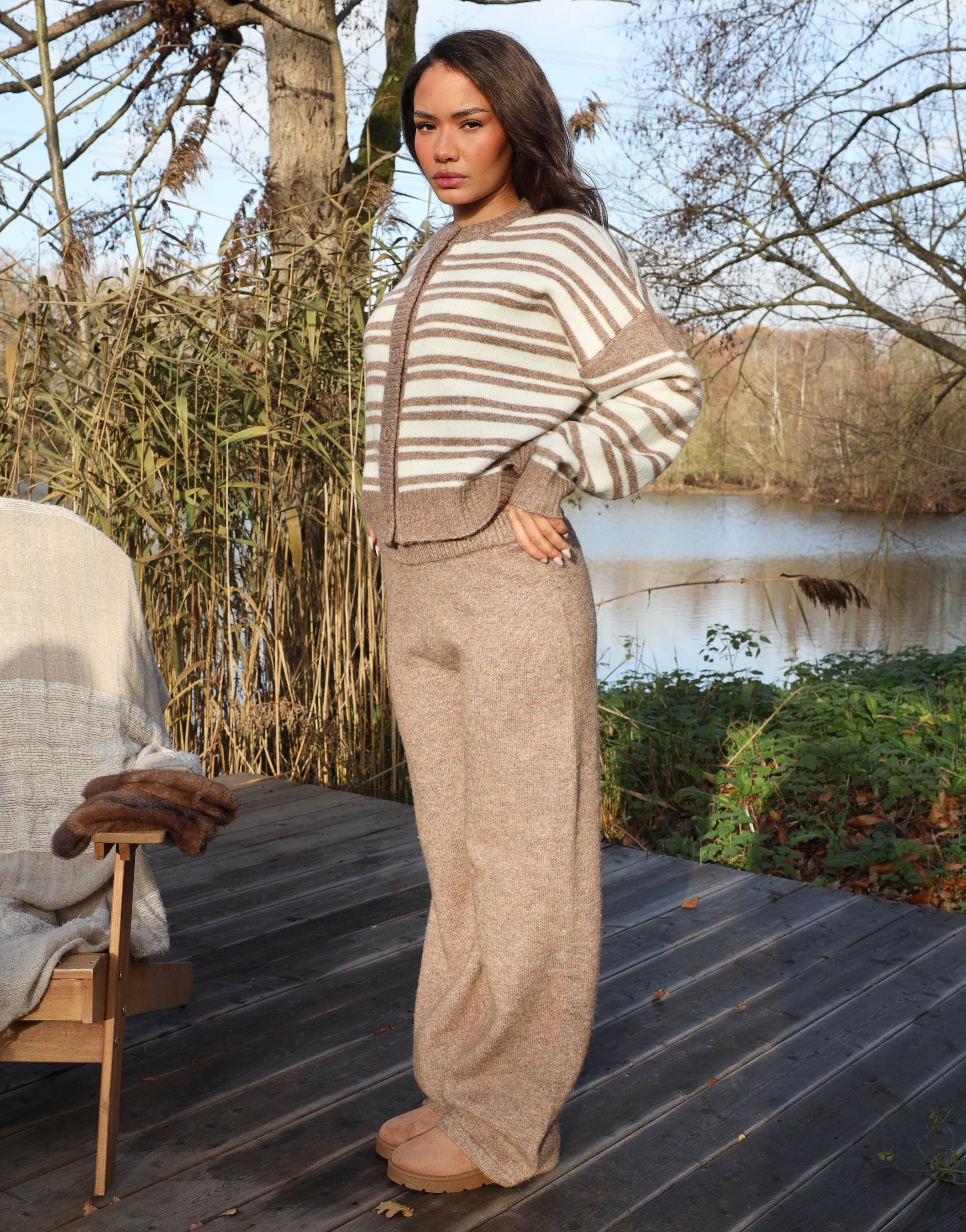 Luci Simmi Studios Knitted Trousers In Brown | SIMMI London