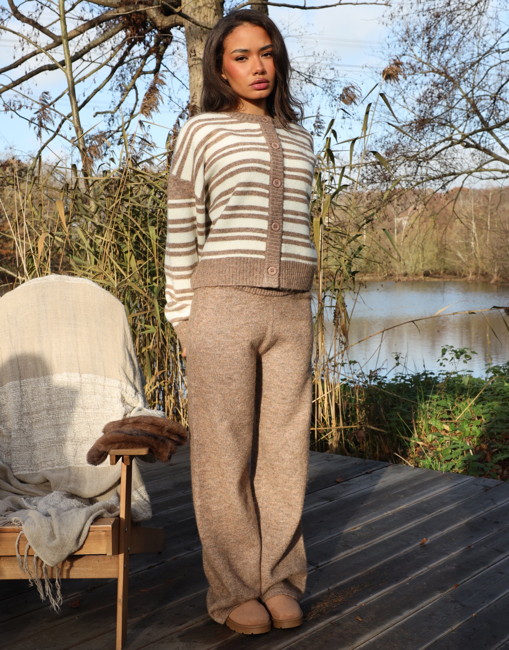 Bonnie Simmi Studios Stripe Cardigan in Brown | SIMMI London