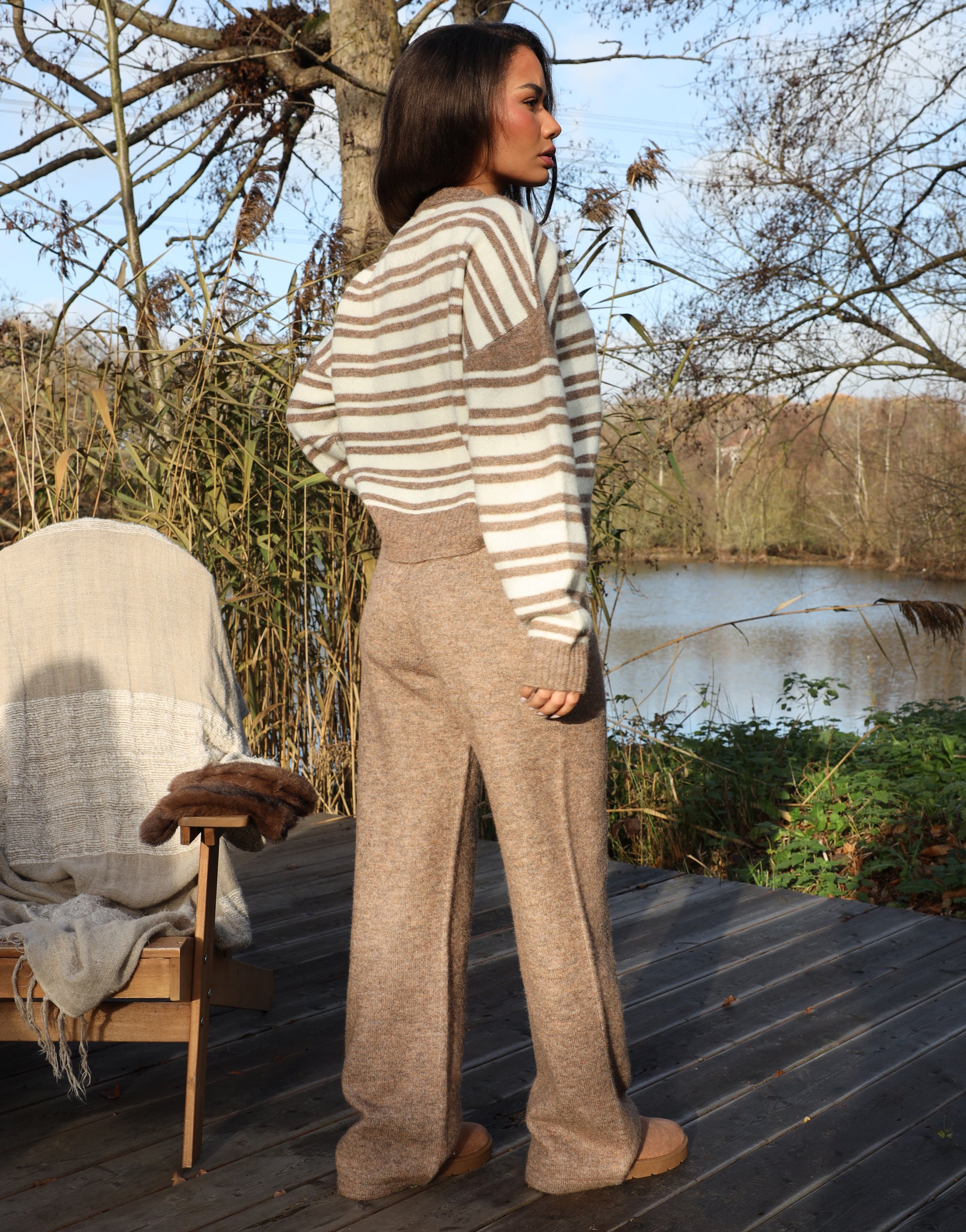 Bonnie Simmi Studios Stripe Cardigan in Brown | SIMMI London