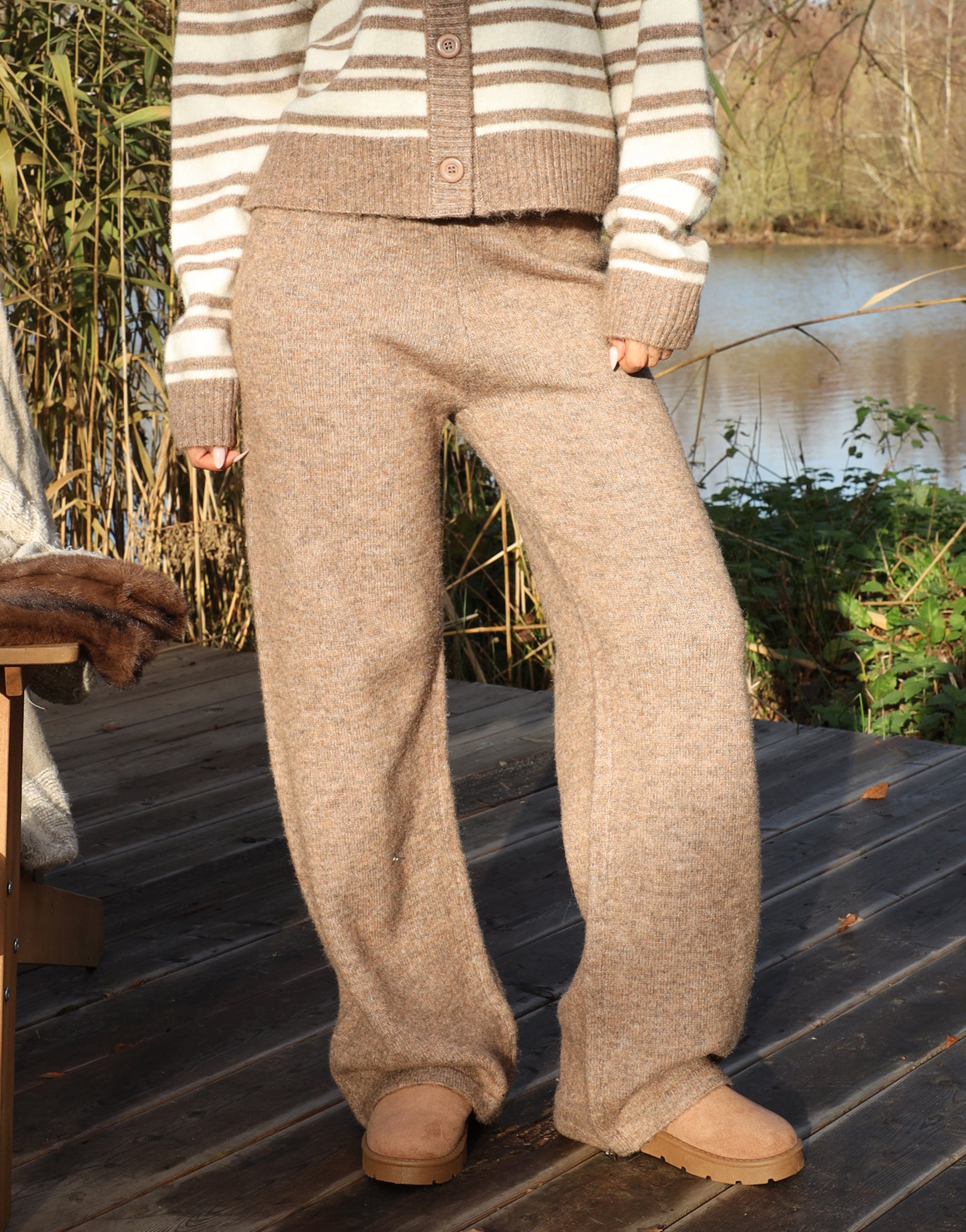 Luci Simmi Studios Knitted Trousers In Brown | SIMMI London
