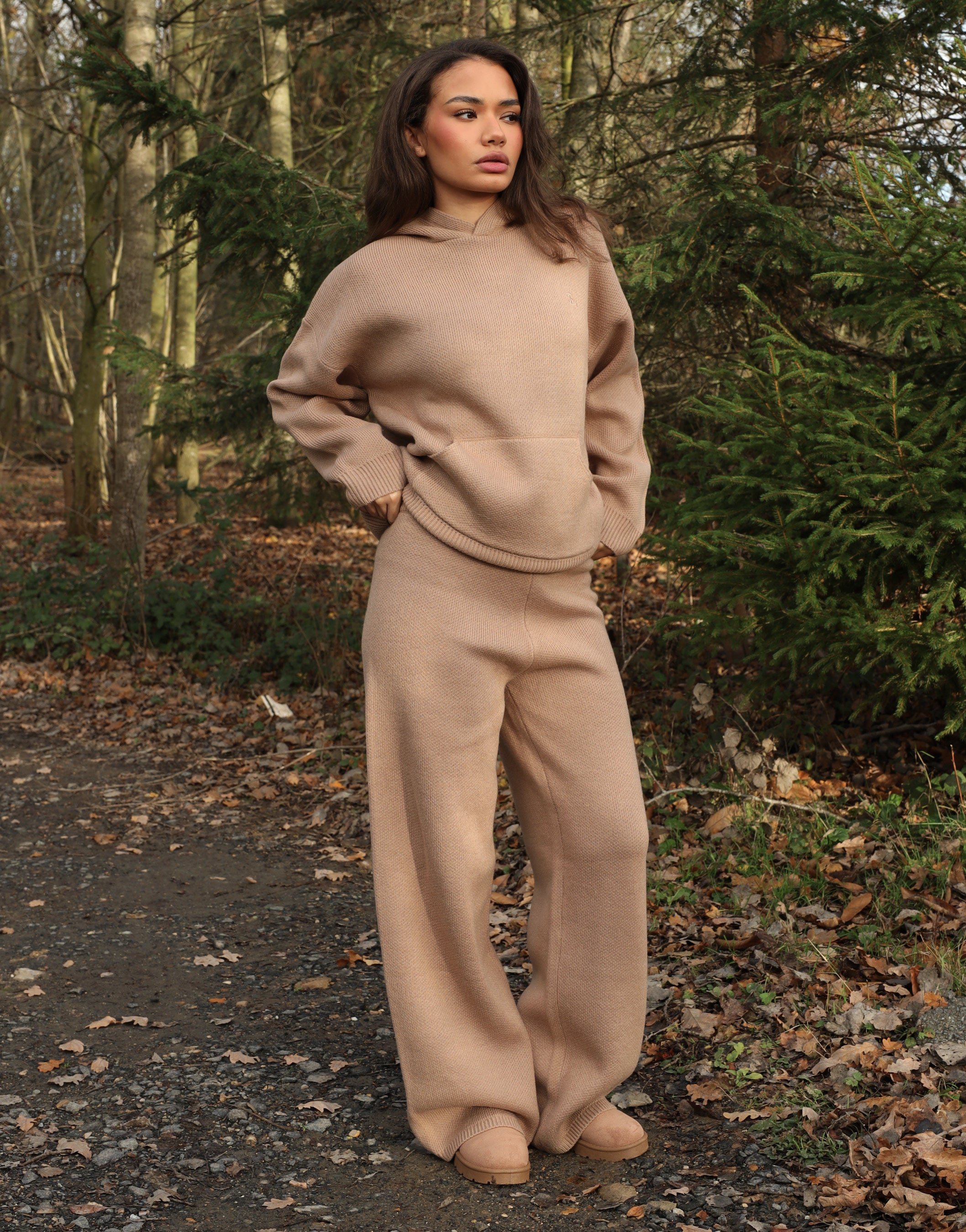 Elsie Simmi Studios Heavy Knit Hoodie In Mocha | SIMMI London