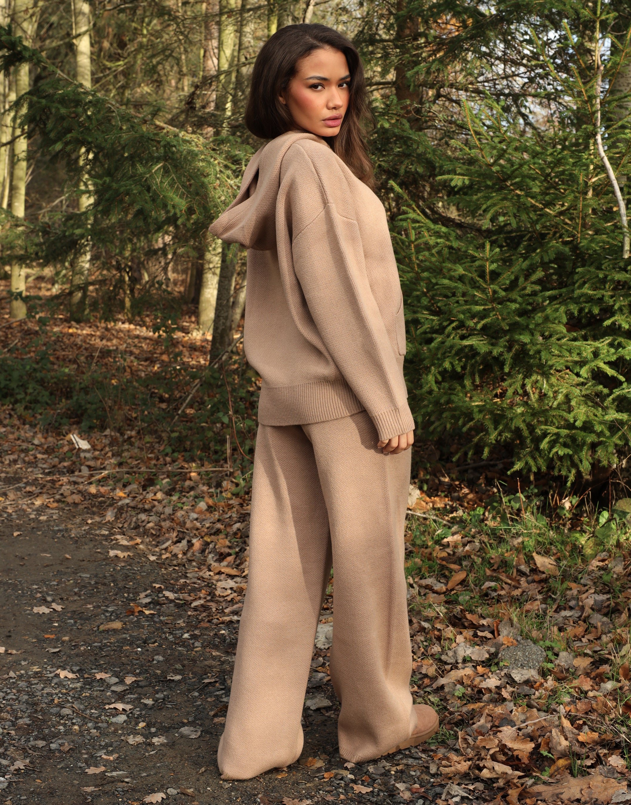 Elsie Simmi Studios Heavy Knit Hoodie In Mocha | SIMMI London