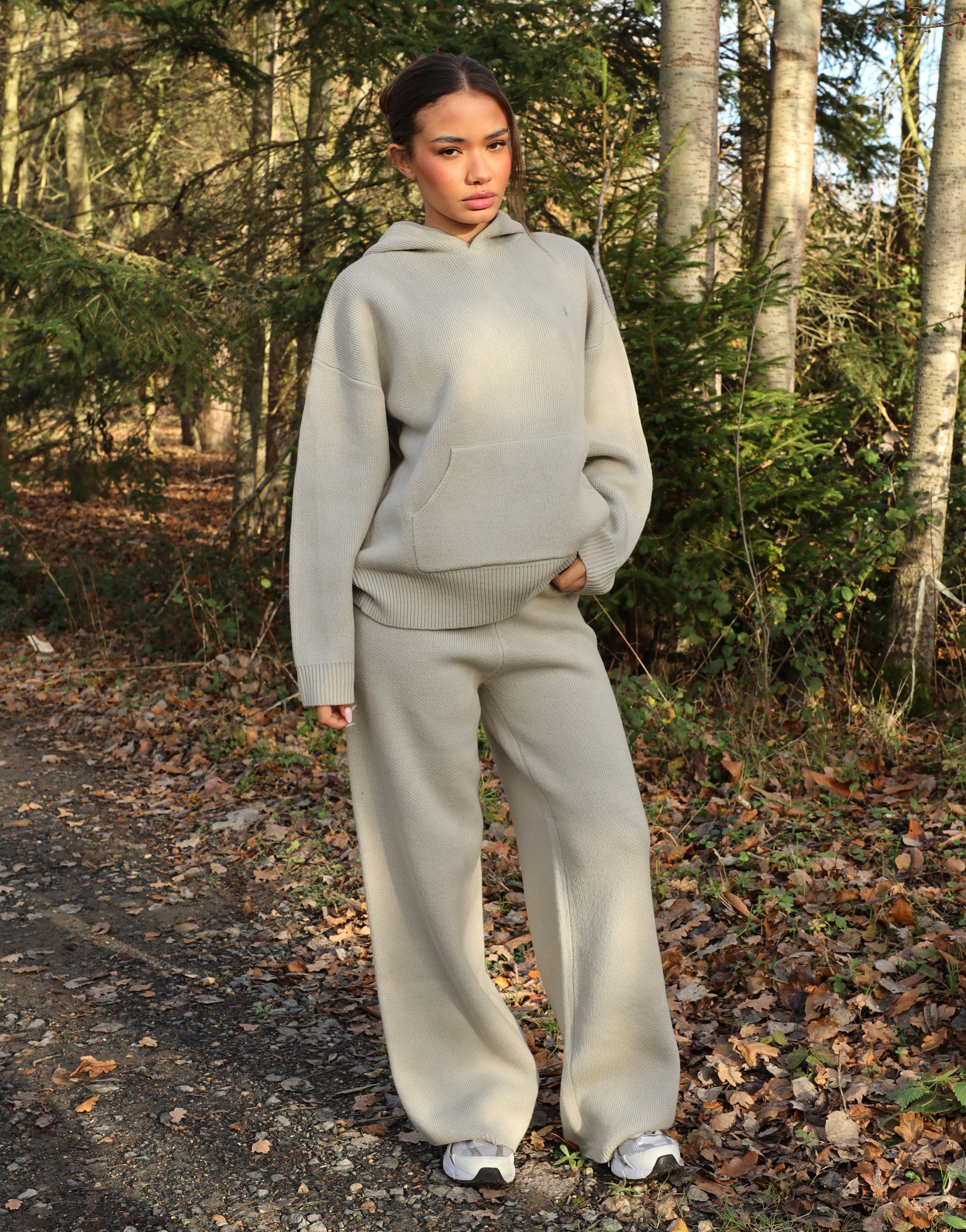 Freya Simmi Studios Heavy Knit Trousers In Light Grey | SIMMI London
