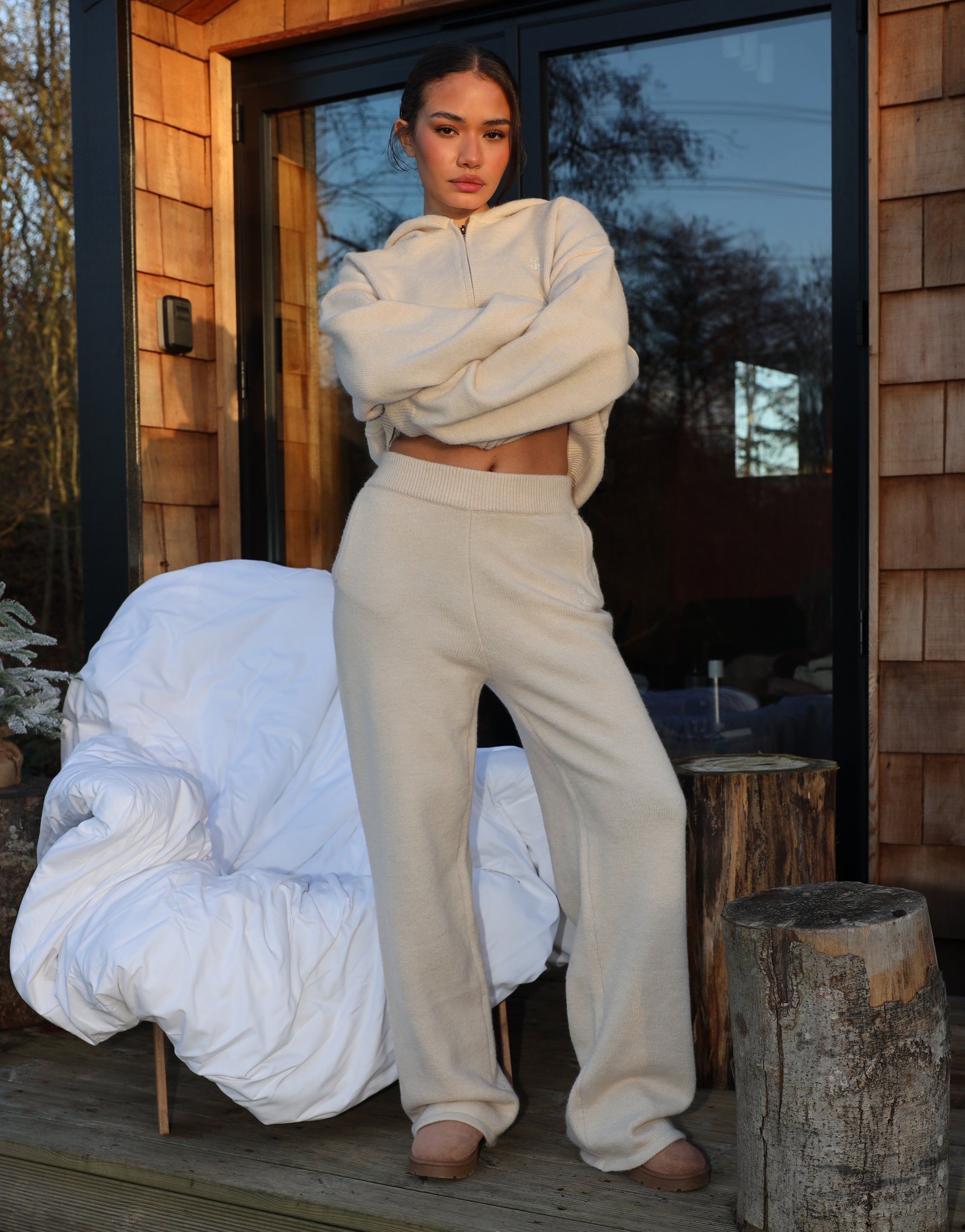 Sydney Simmi Studios Knitted Trousers In Beige | SIMMI London