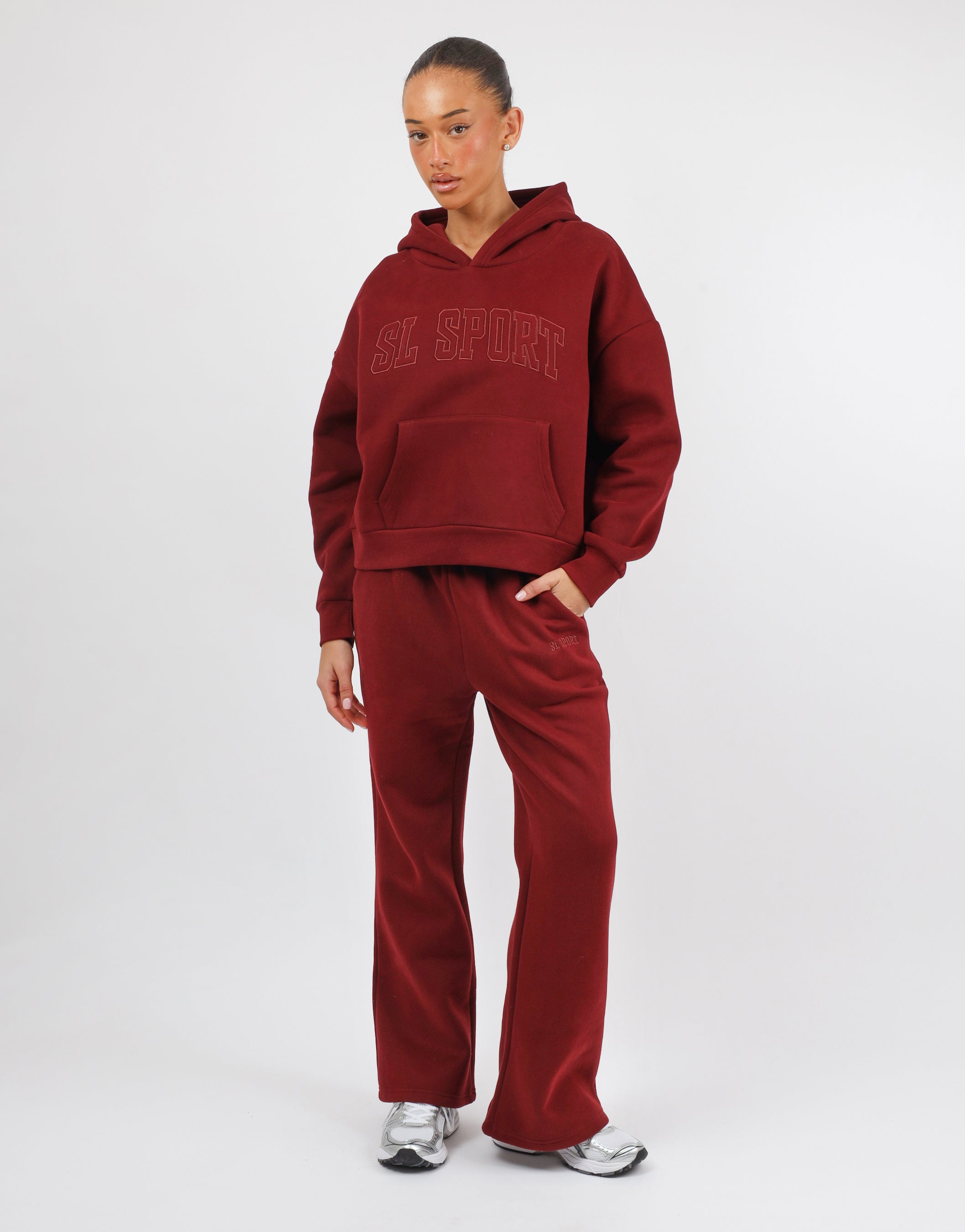 Mykonos Simmi Studios SL Sport Oversized Hoodie In Burgundy | SIMMI London