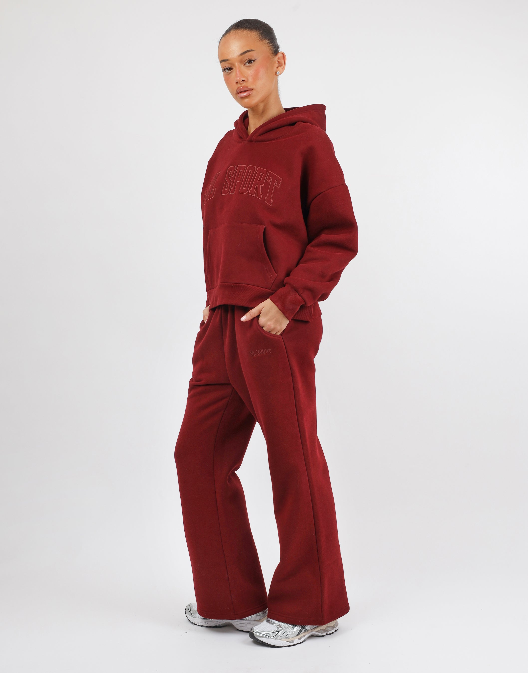 Mykonos Simmi Studios SL Sport Oversized Hoodie In Burgundy | SIMMI London