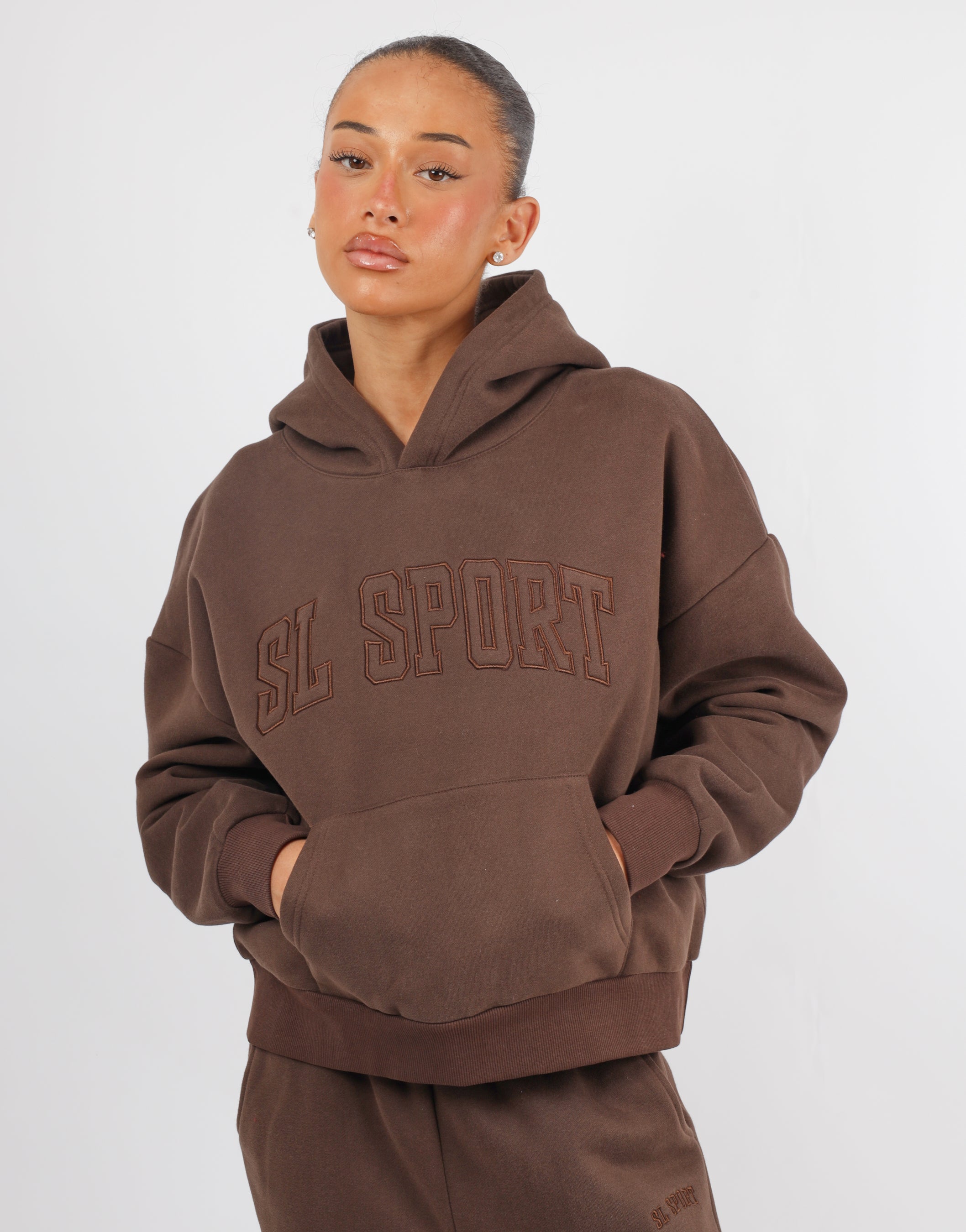 Mia Simmi Studios SL Sport Oversized Hoodie In Brown | SIMMI London