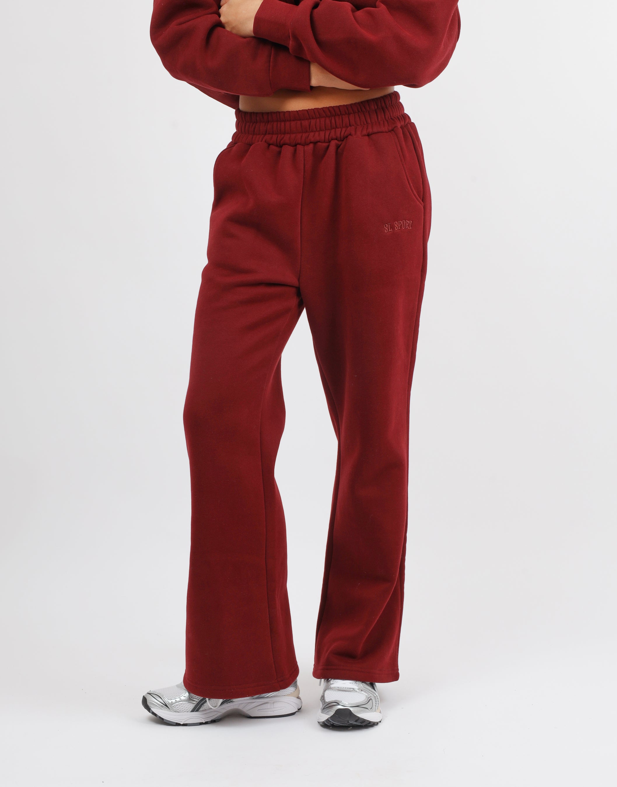 Myla Simmi Studios SL Sport Flared Joggers in Burgundy | SIMMI London