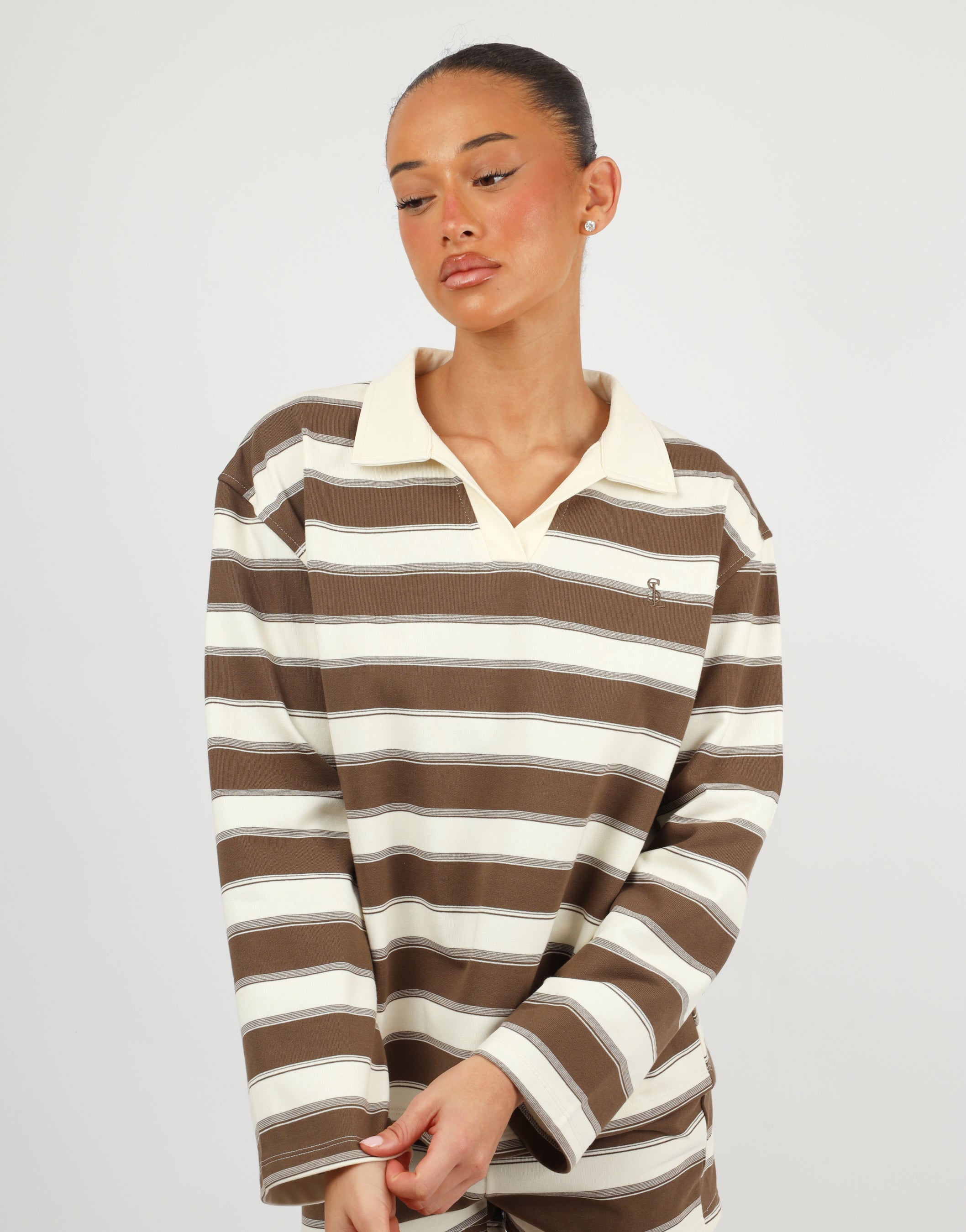 Madrid Simmi Studios Polo Block Stripe In Brown | SIMMI London