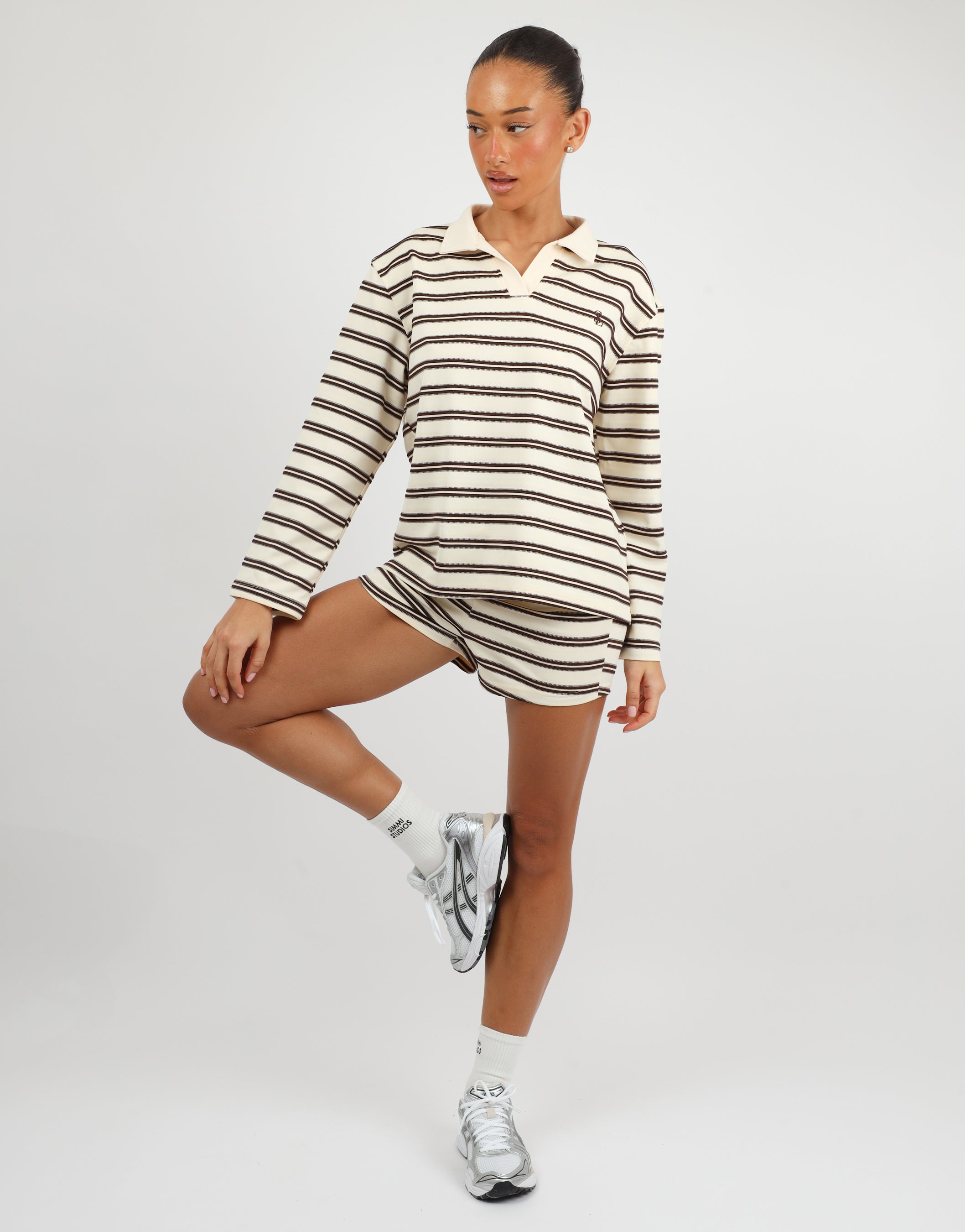 Melissa Simmi Studios Small Stripe Shorts In Brown | SIMMI London