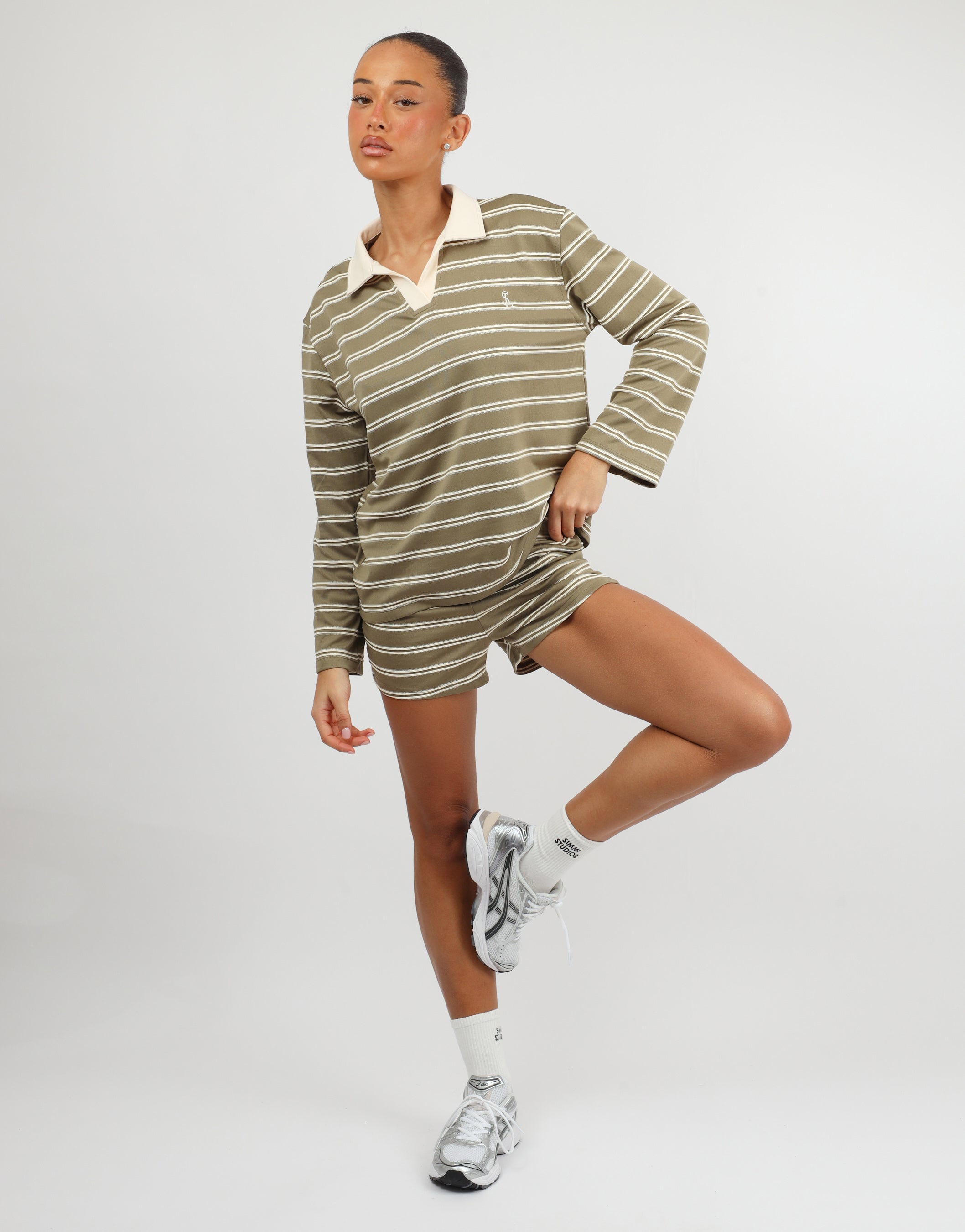 Melissa Simmi Studios Small Stripe Shorts In Green | SIMMI London