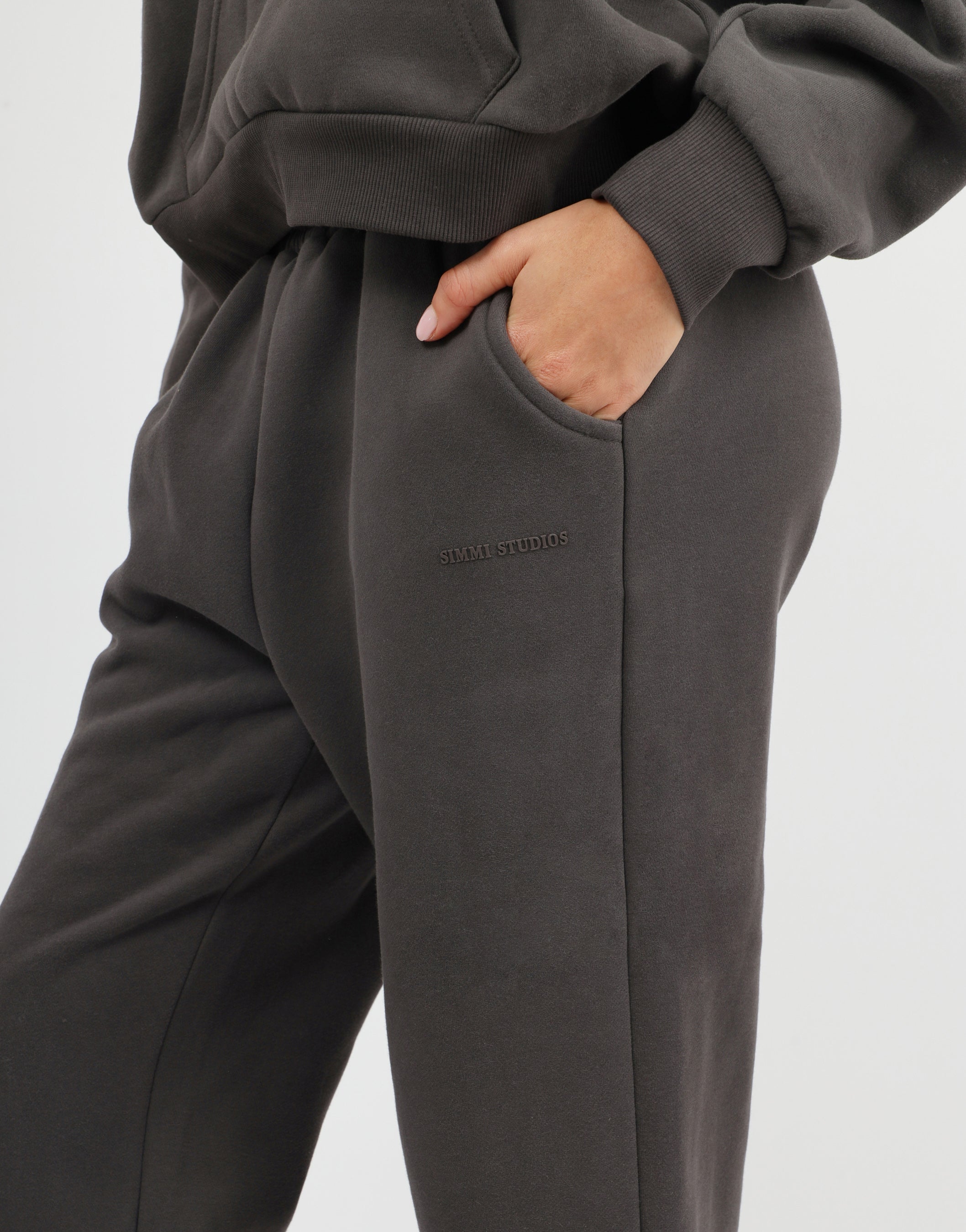 Maddie Simmi Studios Essentials Flared Joggers in Dark Grey | SIMMI London