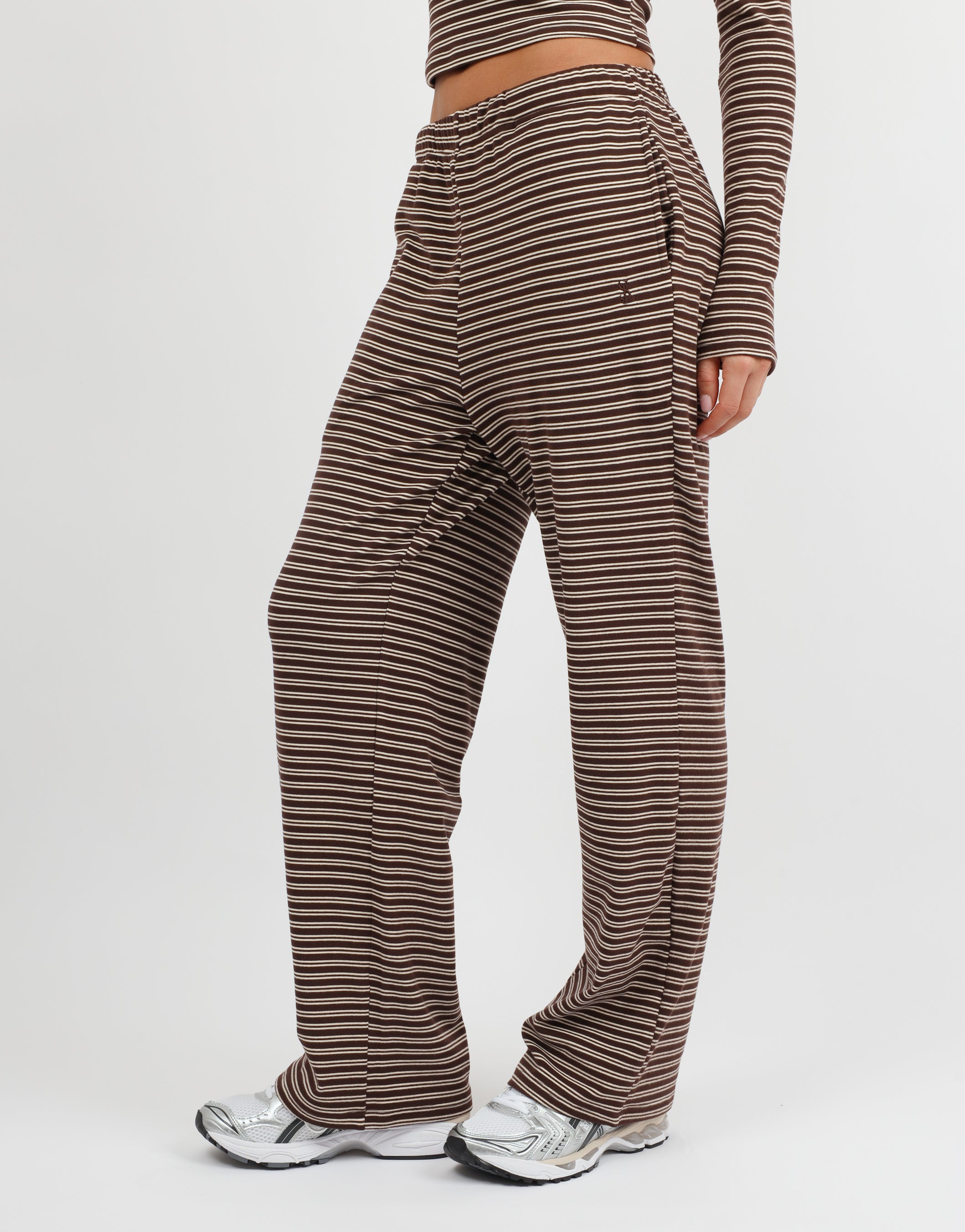 Tilly super soft stripe trouser in brown | SIMMI London