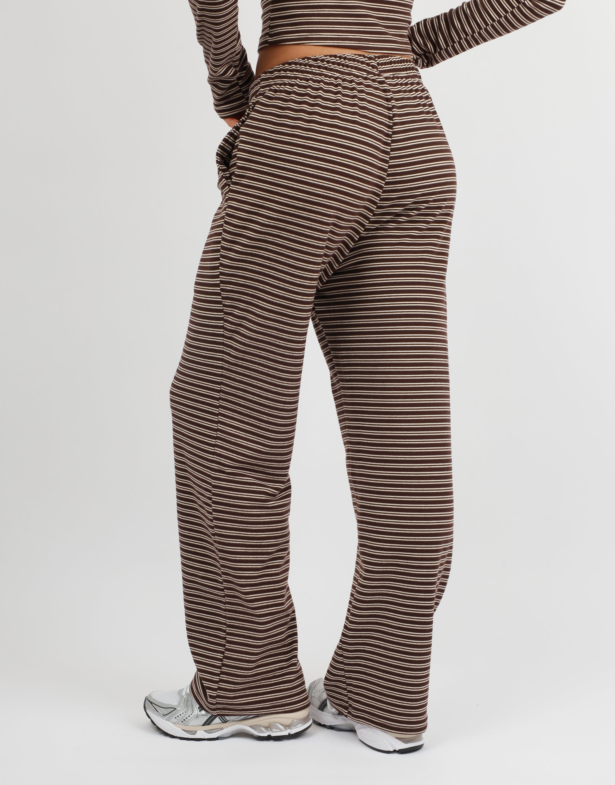 Tilly super soft stripe trouser in brown | SIMMI London