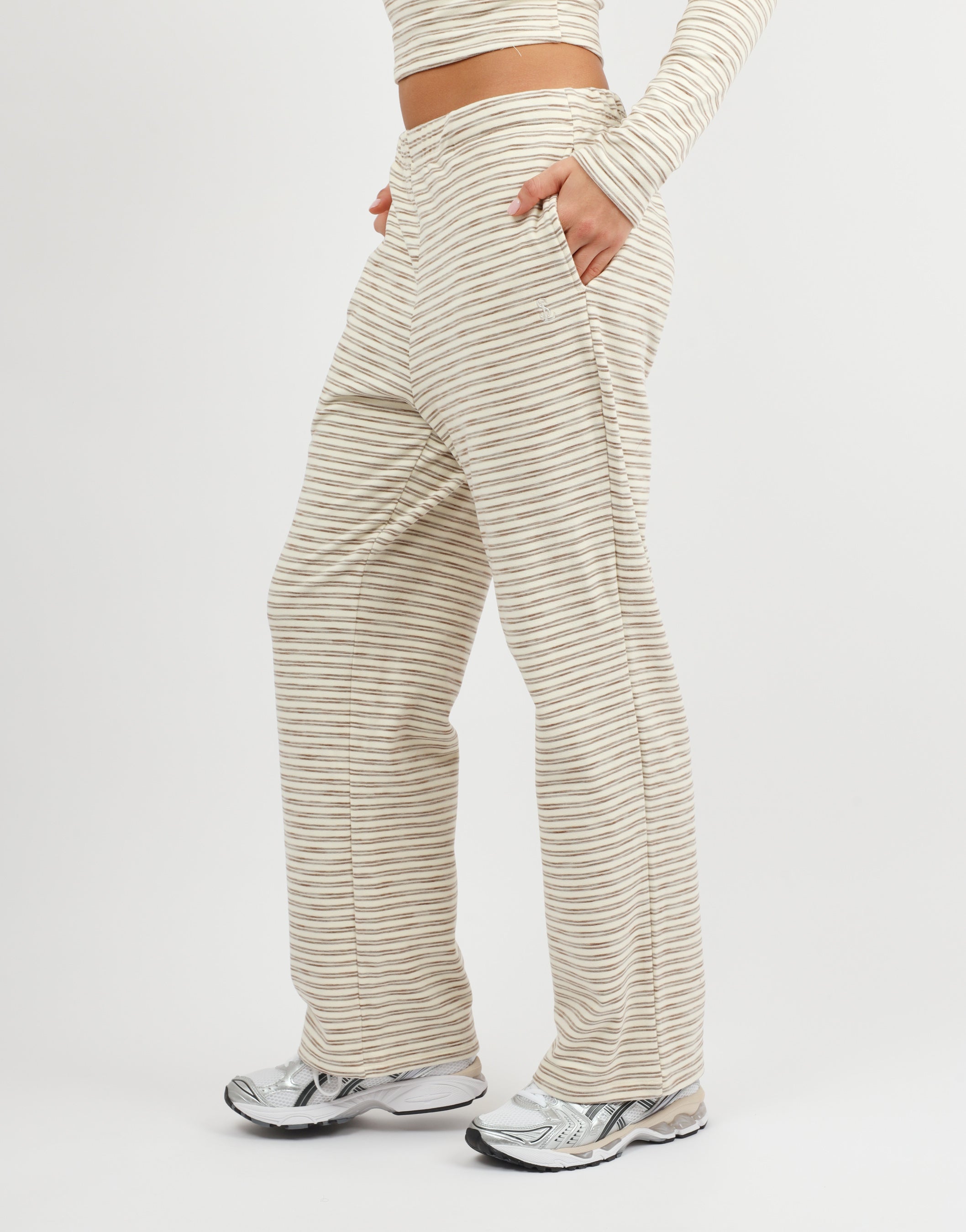 Tilly Super Soft Stripe Trouser In Cream | SIMMI London