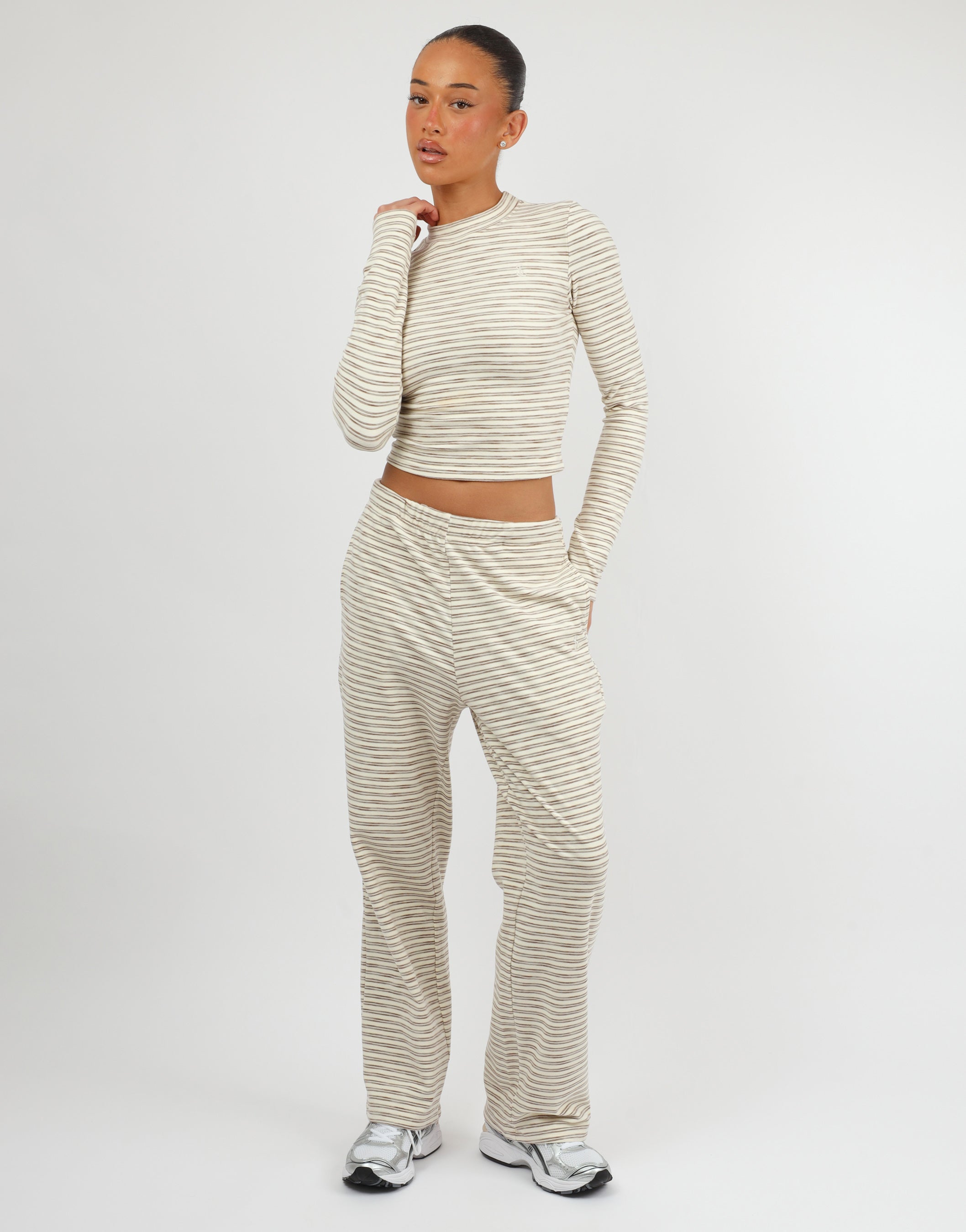 Marlo Super Soft Stripe T-Shirt In Cream | SIMMI London