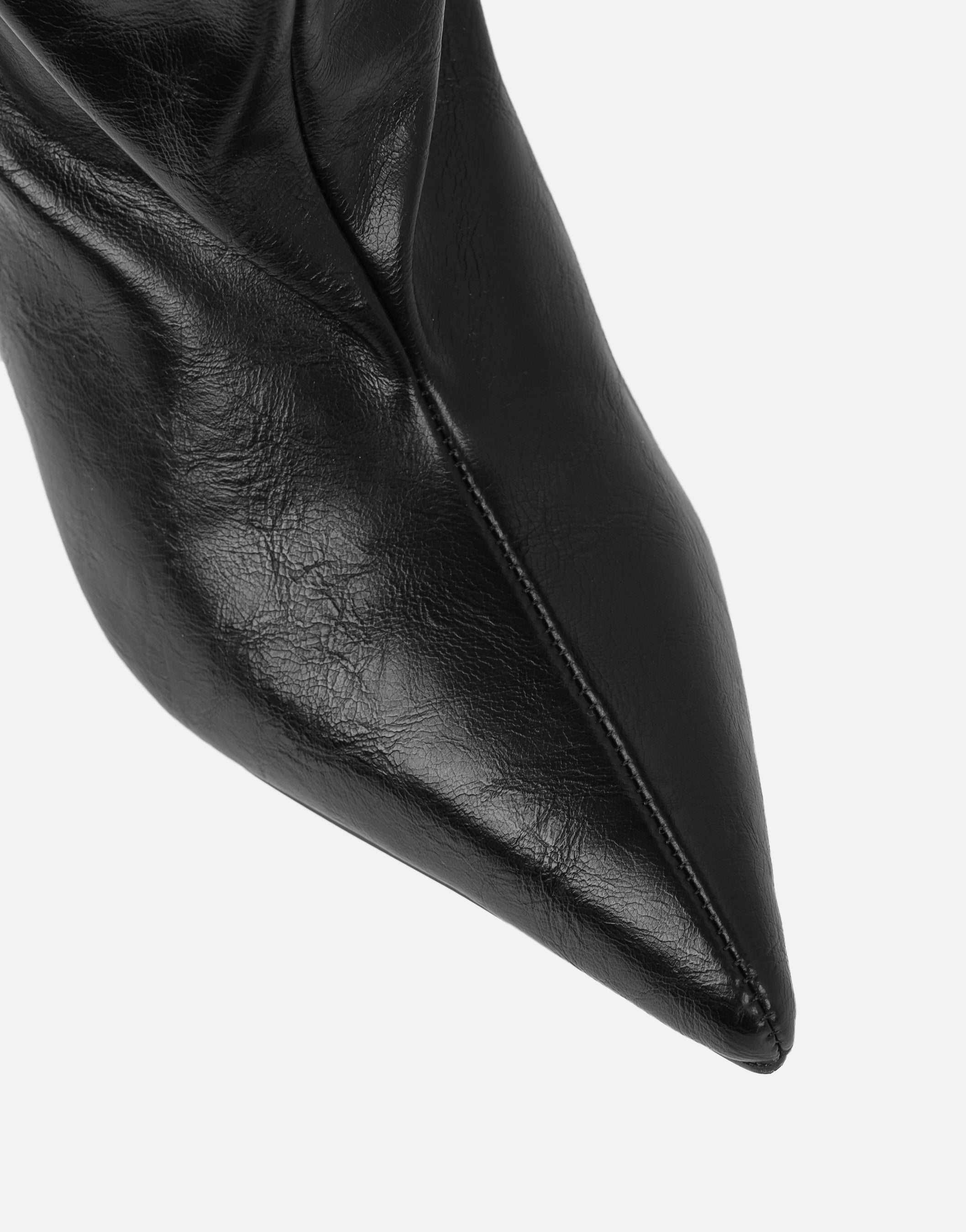 Mikel Black Leather Ruched Boots | SIMMI London