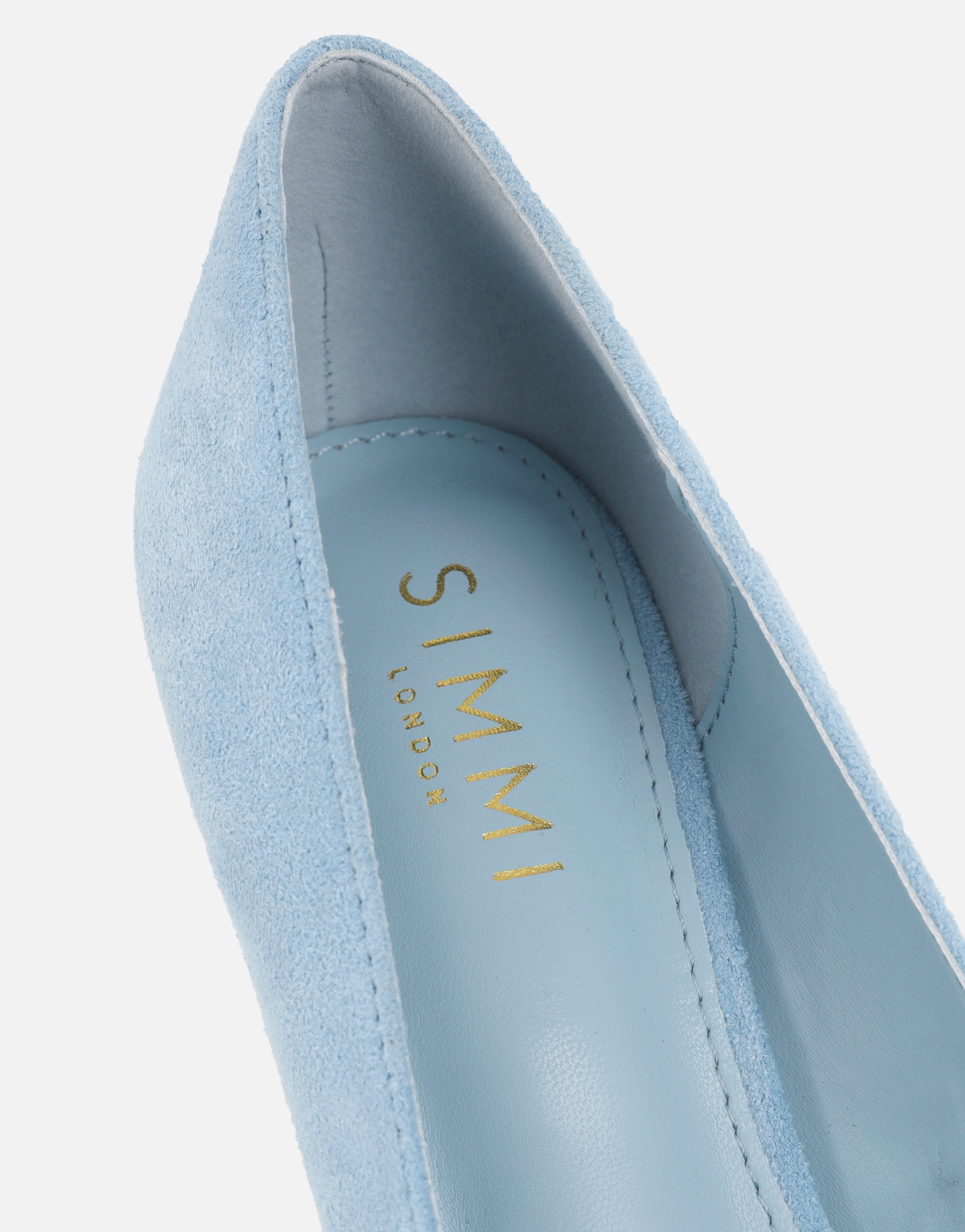 Sid Light Blue Suede Court Shoes | SIMMI London
