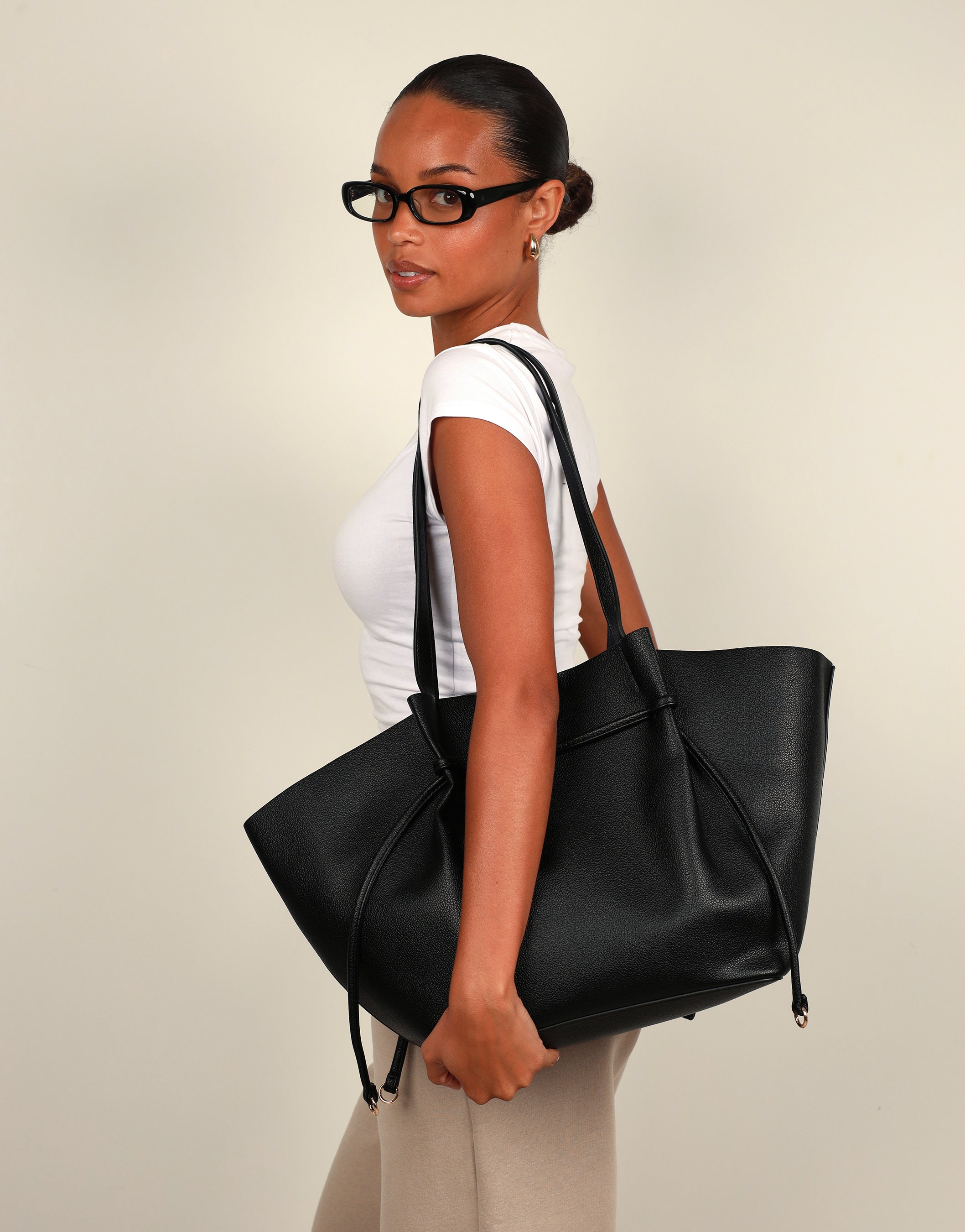 Sorayae Black PU Handbag | SIMMI London
