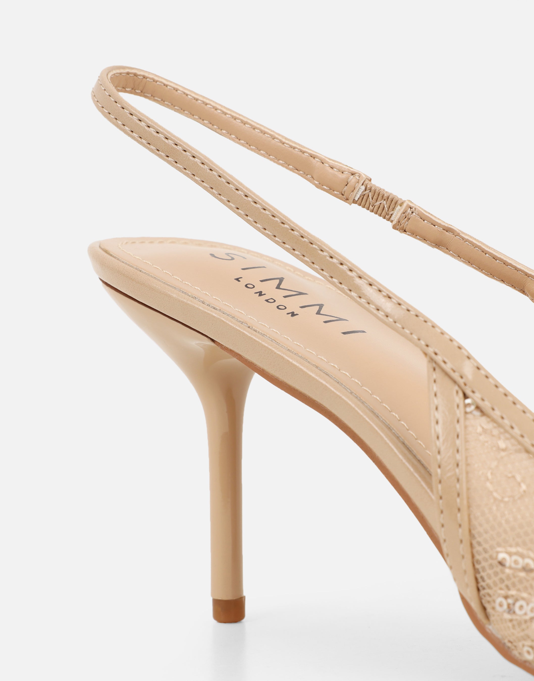 Saskia Beige Mesh Bow Detail Slingback Courts | SIMMI London