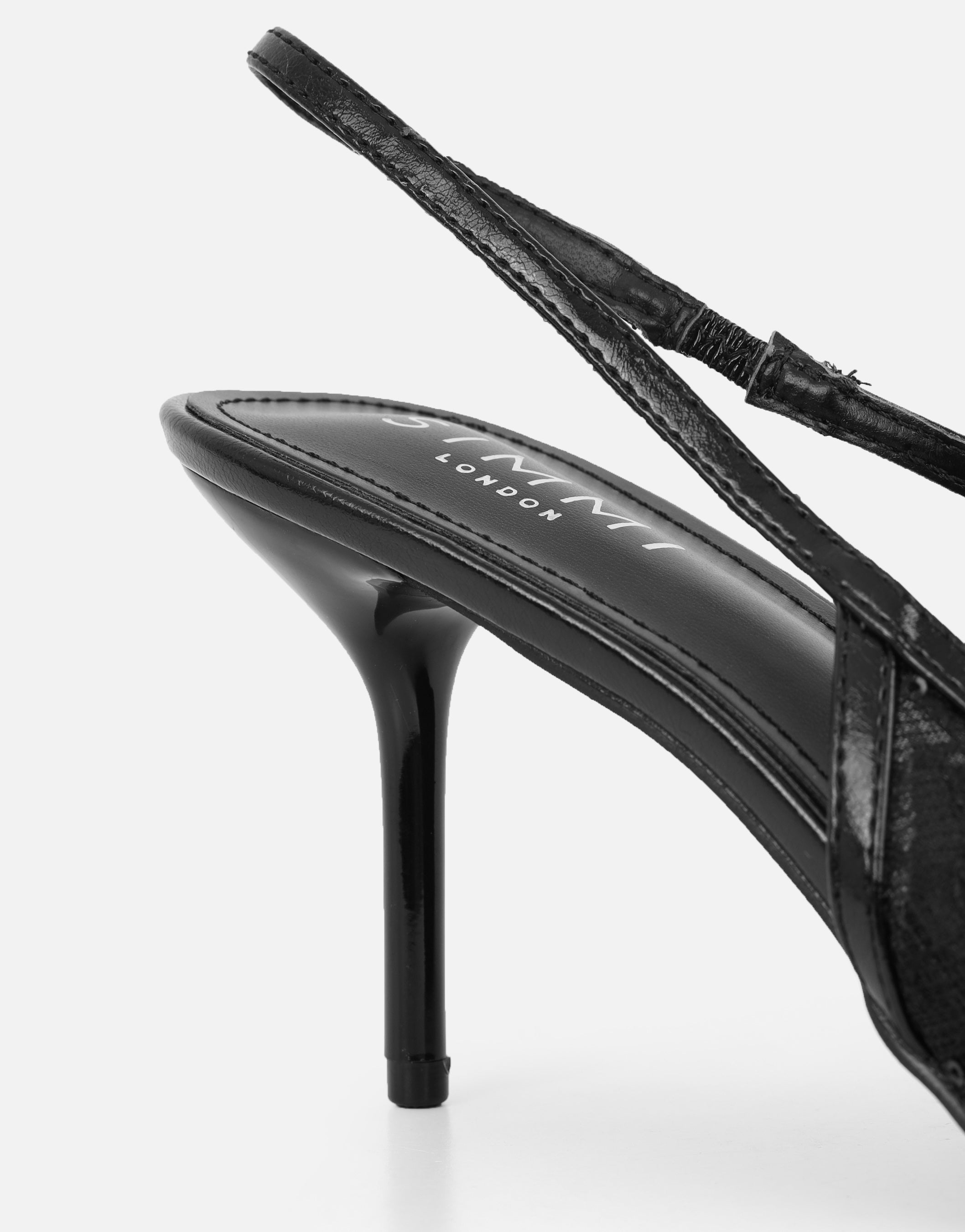 Saskia Black Mesh Bow Detail Slingback Courts | SIMMI London