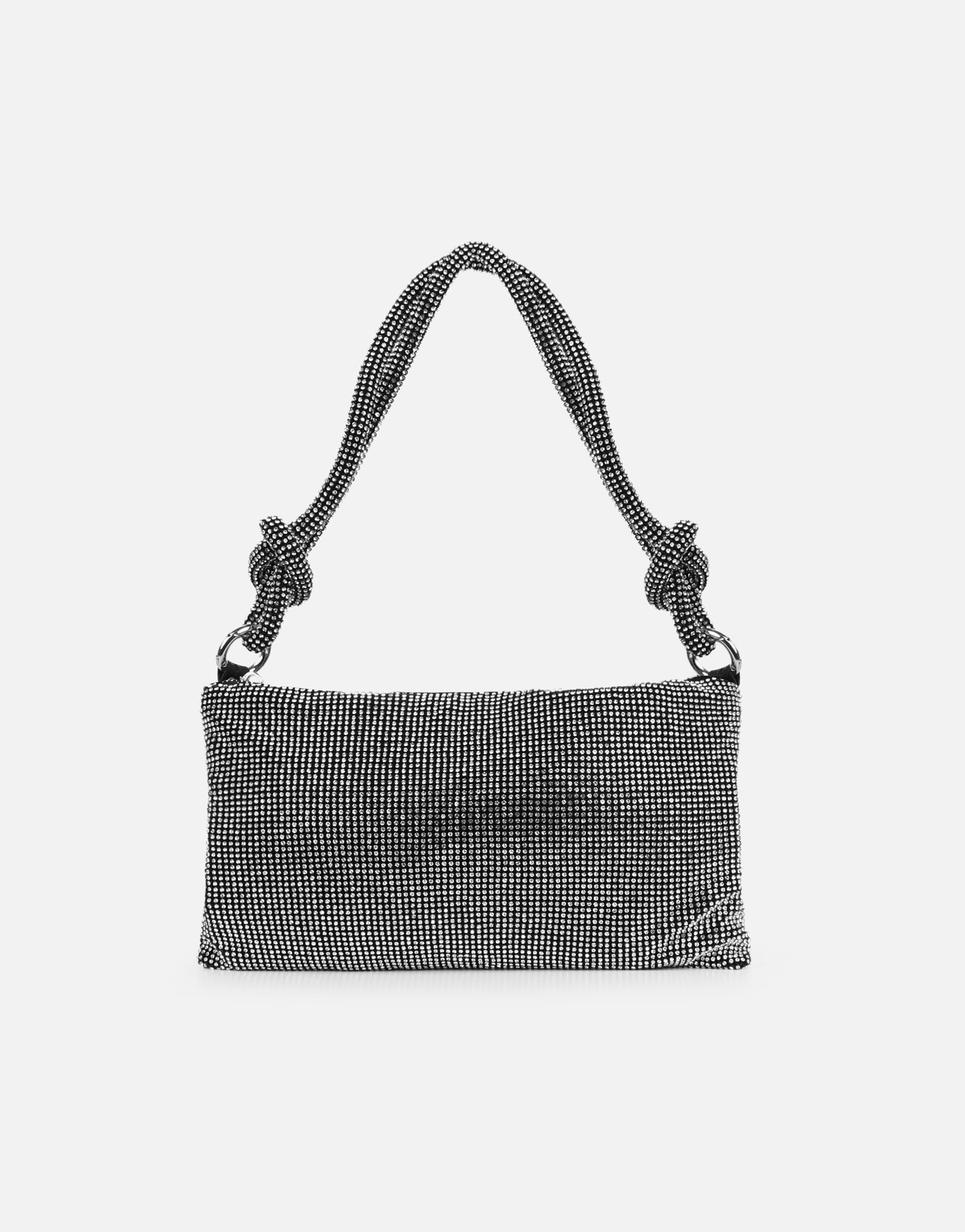 Talia Black Silver Diamante Shoulder Bag | SIMMI London