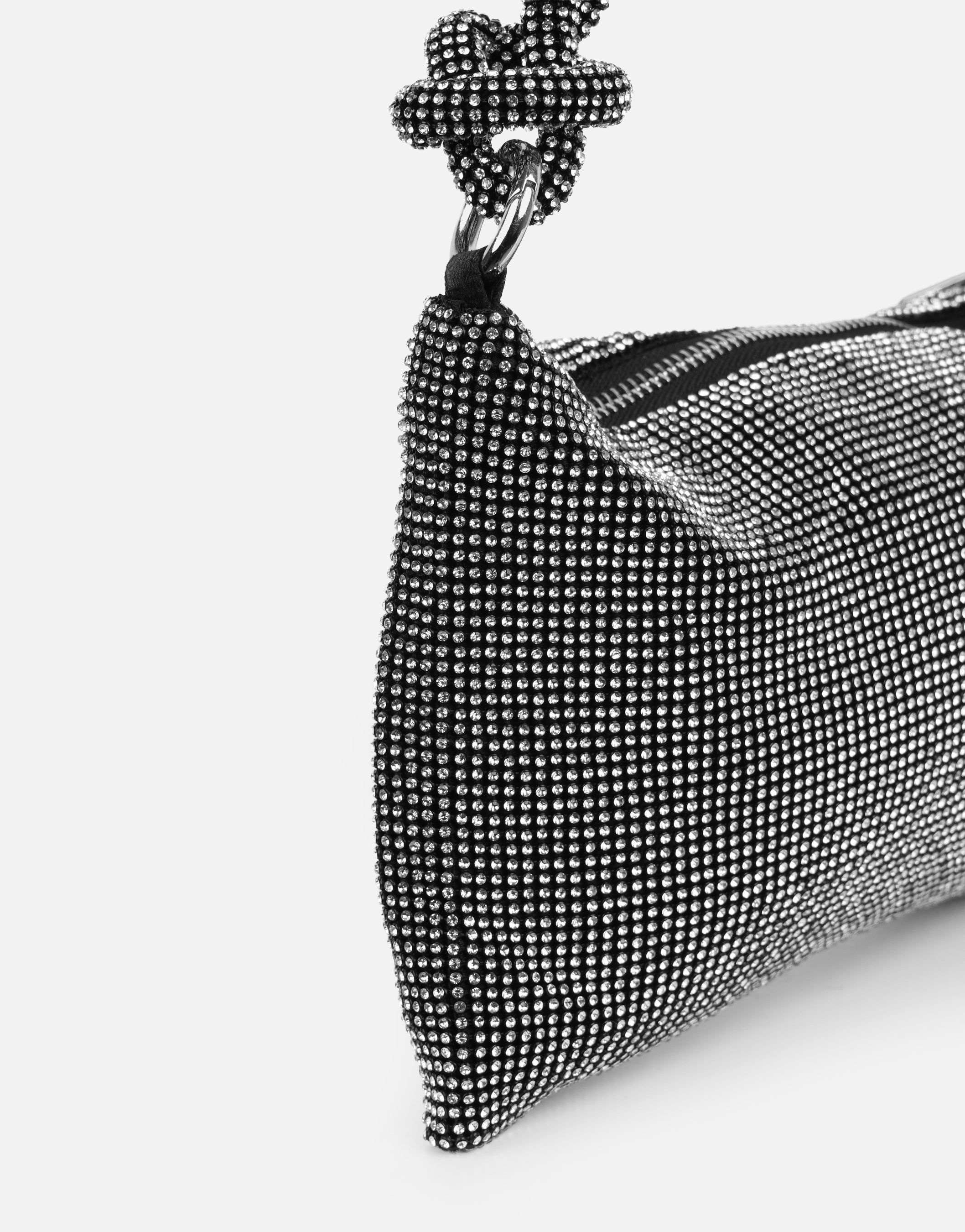 Talia Black Silver Diamante Shoulder Bag | SIMMI London