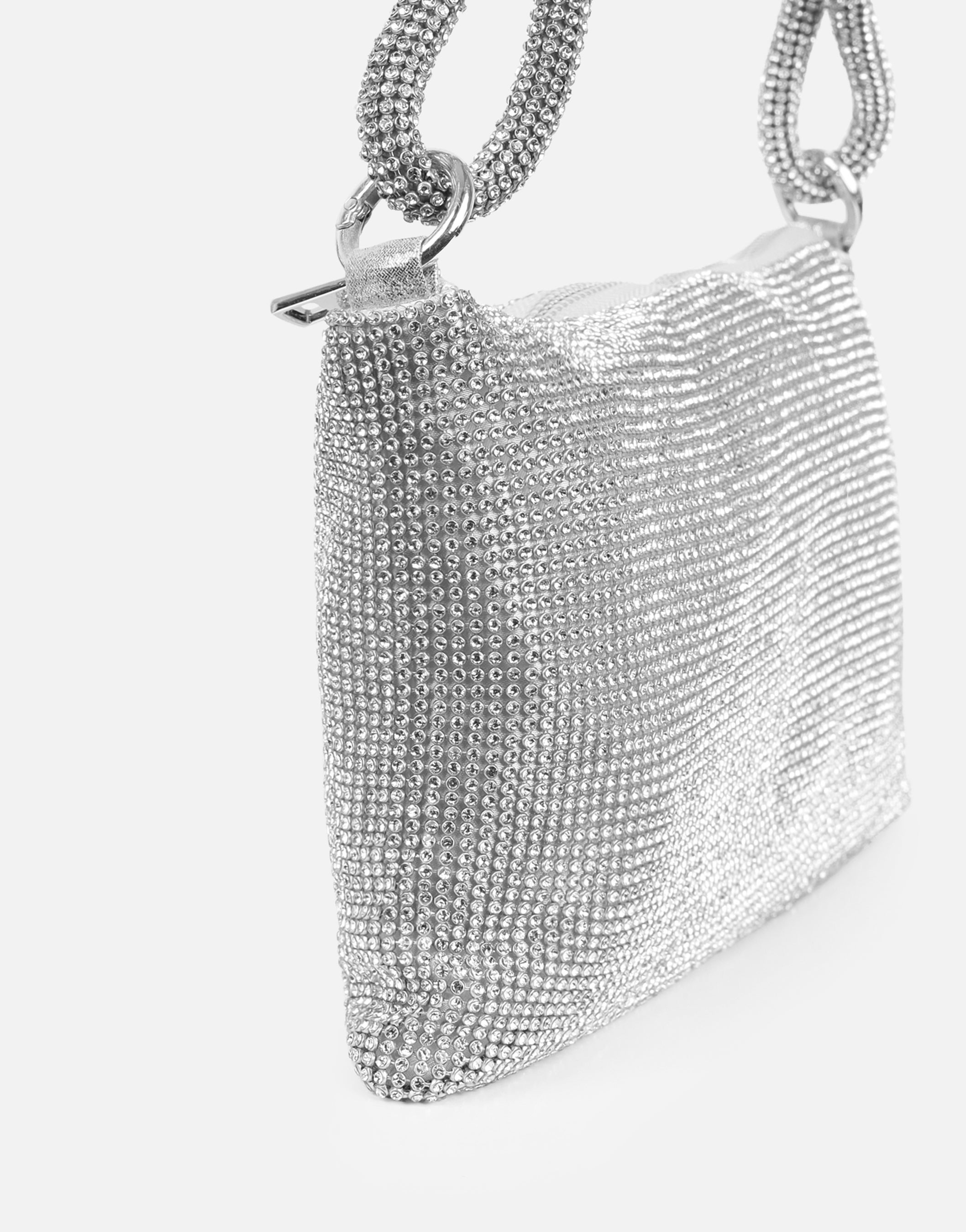 Talia Silver Diamante Shoulder Bag | SIMMI London