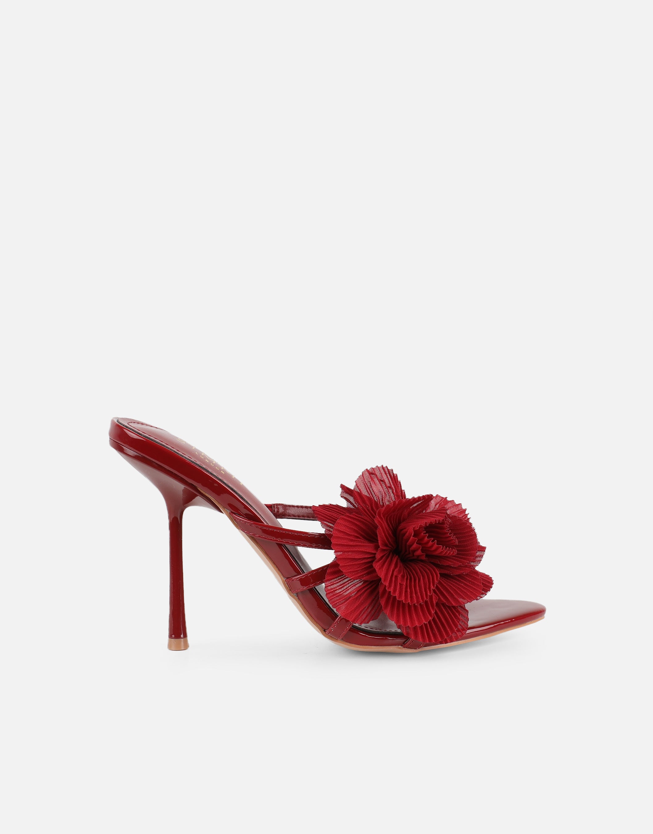 Tina Red Patent Flower Detail Heeled Sandals | SIMMI London