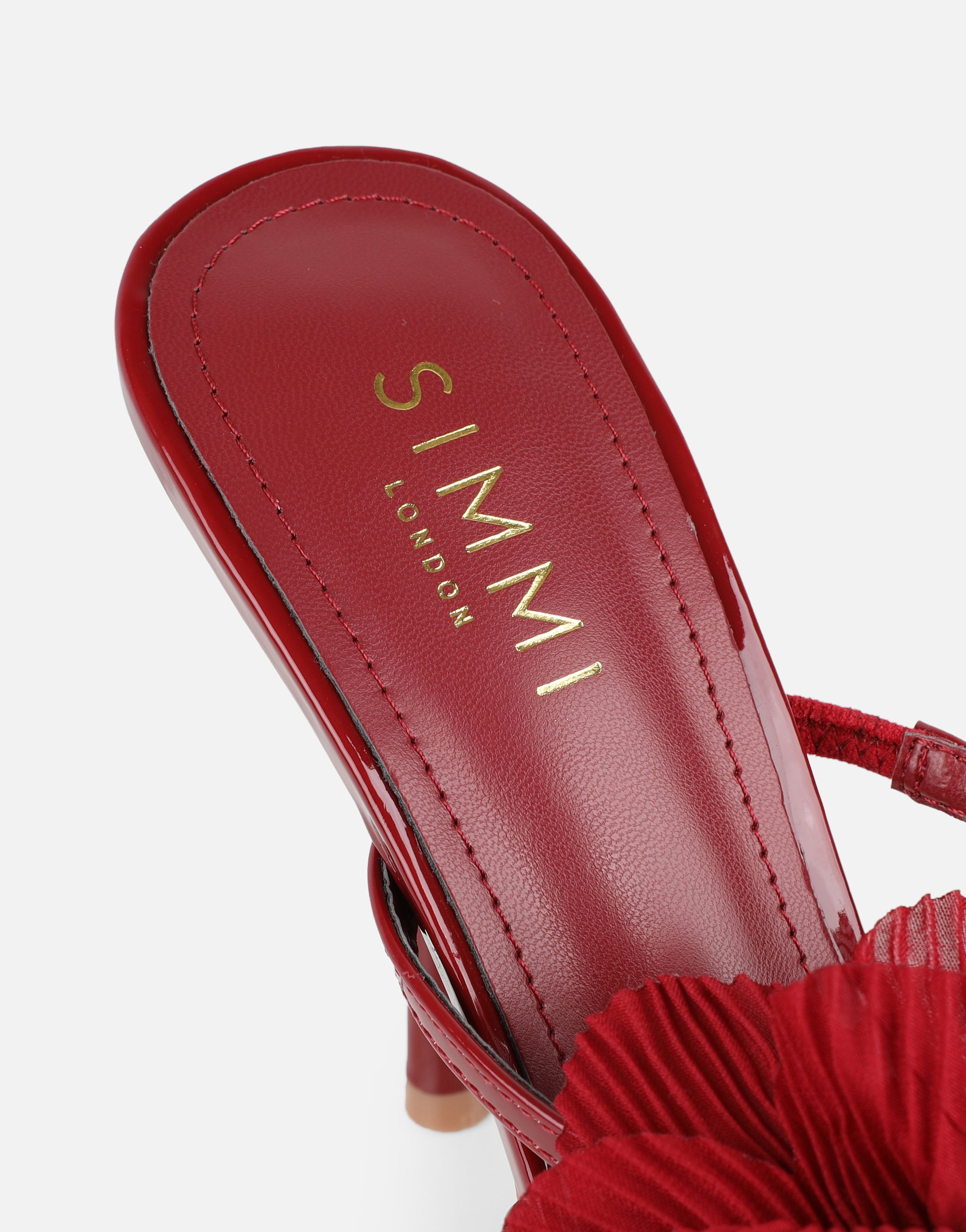 Tina Red Patent Flower Detail Heeled Sandals | SIMMI London